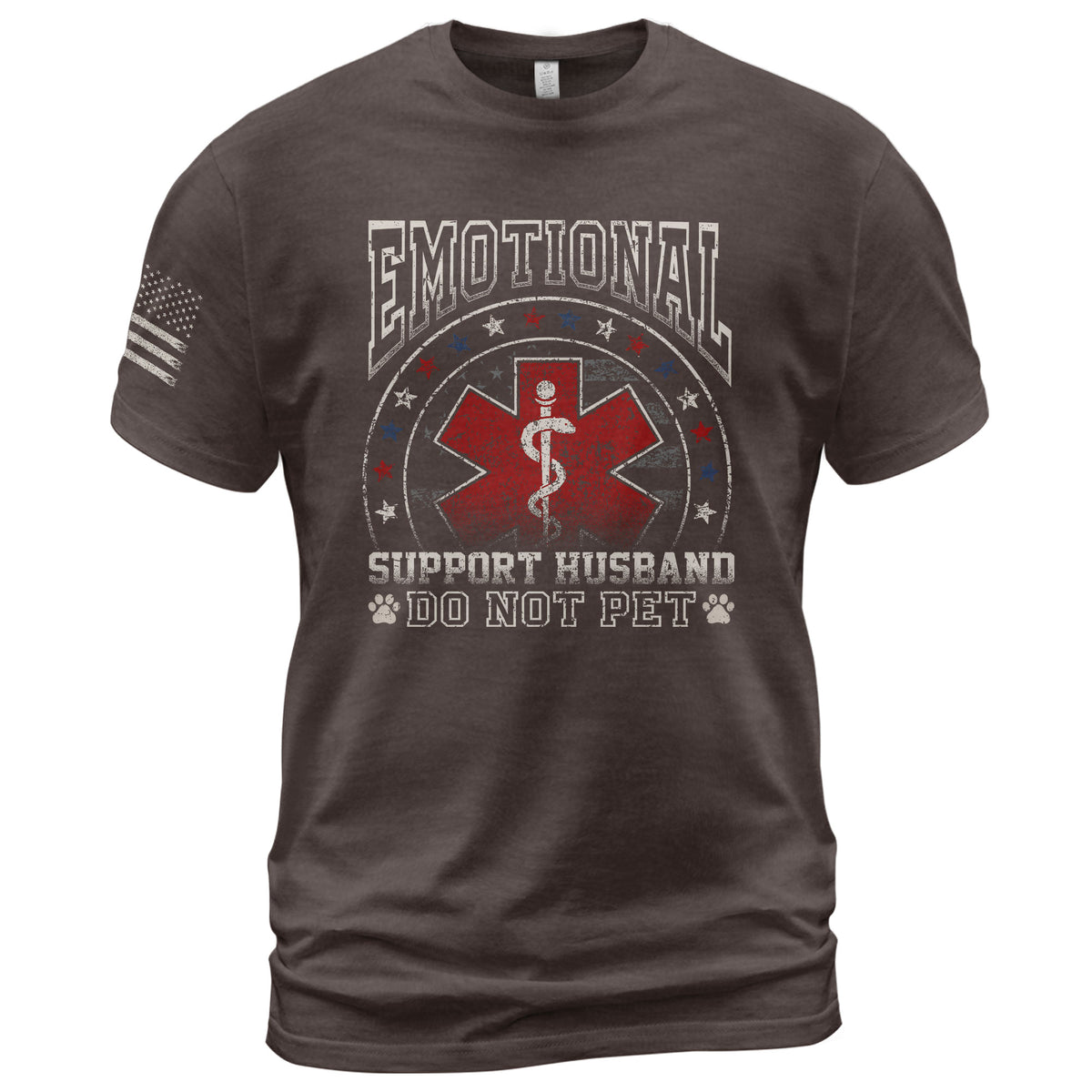 Emotional Support Husband Do Not Pet Star Ring Graphic Tee Shirt Cotton Apparel Top