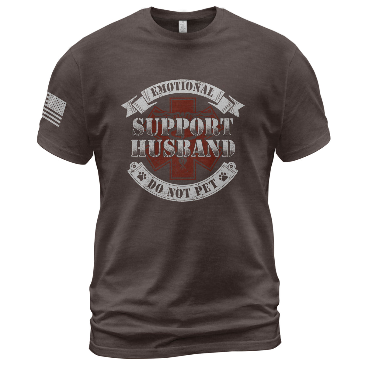 Amusing Emotional Support Husband Do Not Pet Banner Tee Shirt Cotton Apparel Top