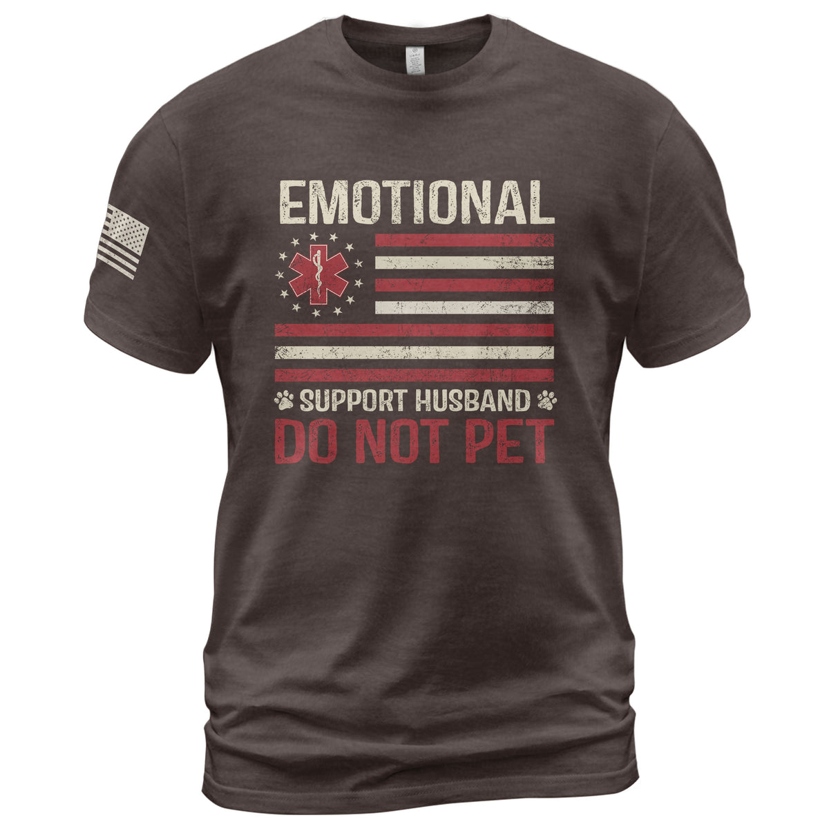 Witty Emotional Support Husband Do Not Pet Stars Stripes Tee Shirt Cotton Apparel