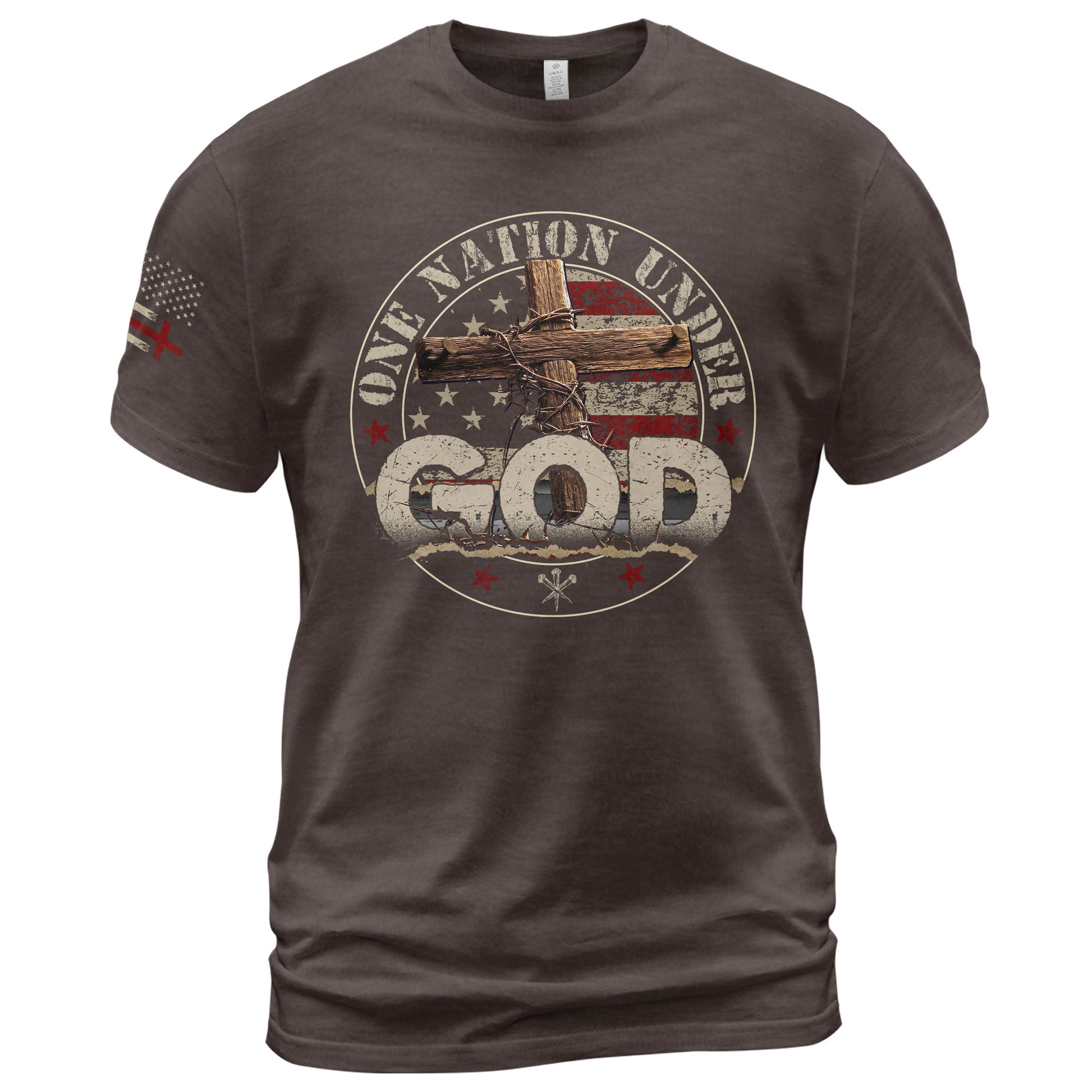 One Nation Under God Christian - Christian Shirts for Men, Faith Based Christian Tee Shirts - Rust Field Wear