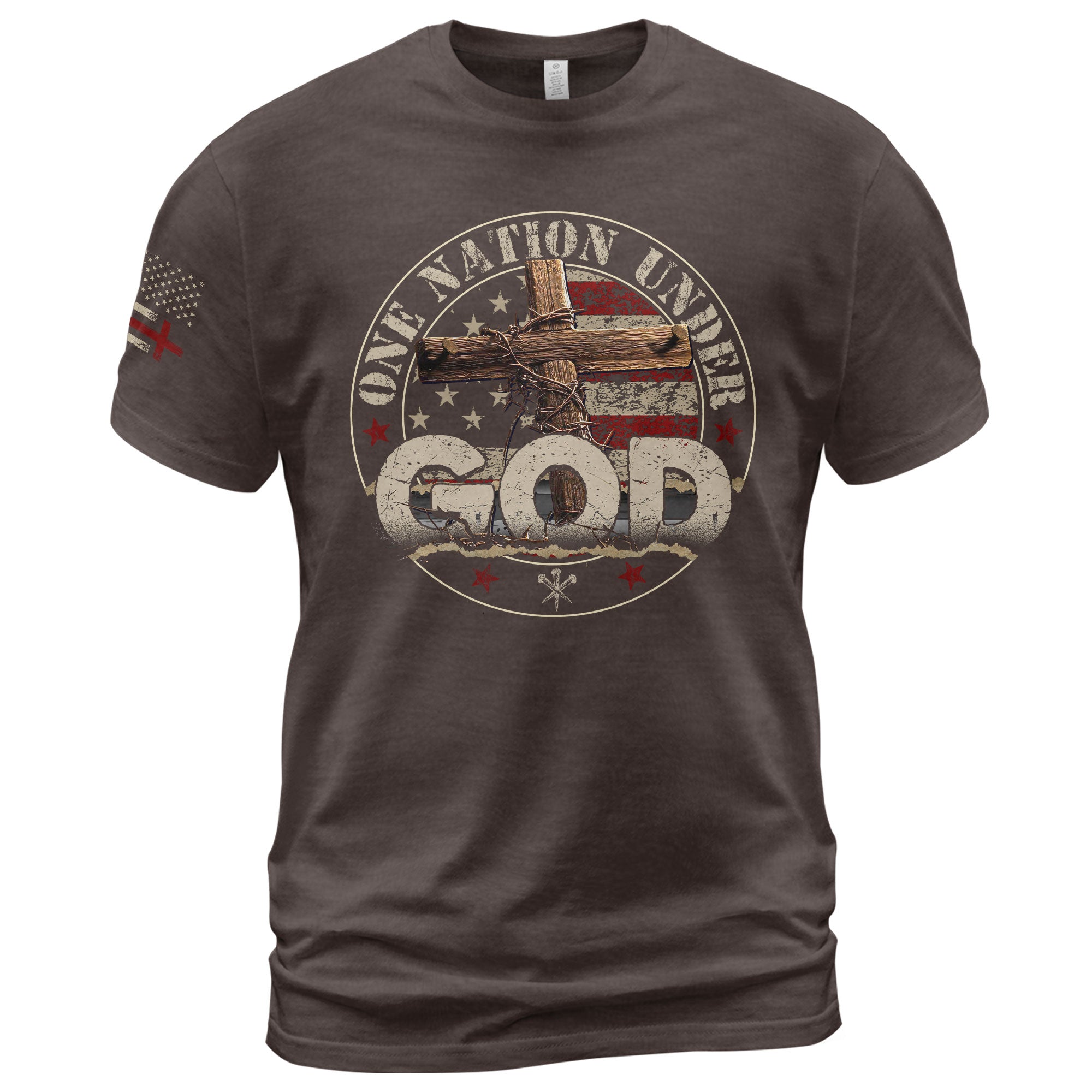 One Nation Under God Christian - Christian Shirts for Men, Faith Based Christian Tee Shirts - Rust Field Wear