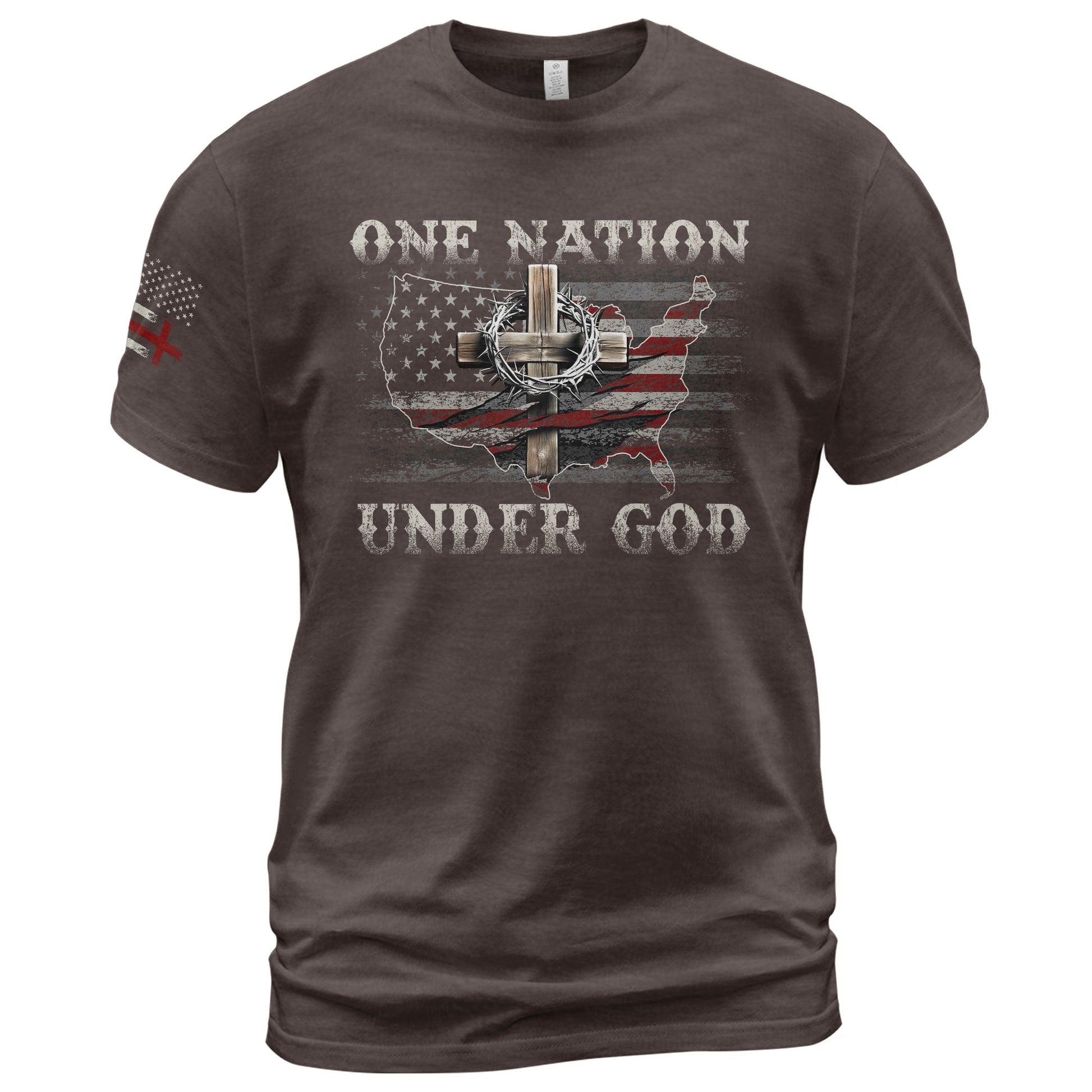 Christian Shirts for Men - One Nation Under God Christian American Flag, Christian Tee Shirts - Rust Field Wear