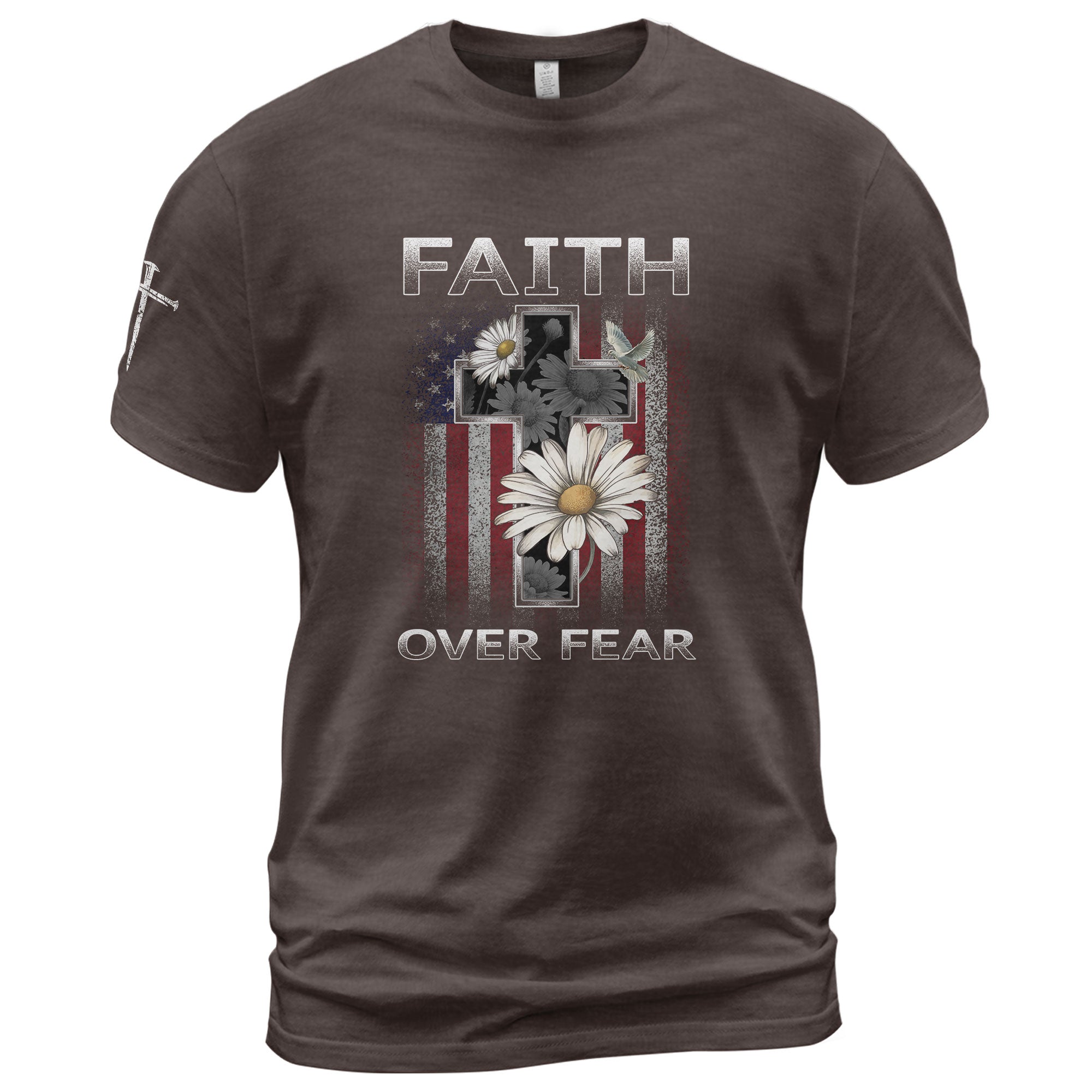 Faith Over Fear Christian Floral - Christian Tee Shirts, Christian Shirts for Men - Rust Field Wear