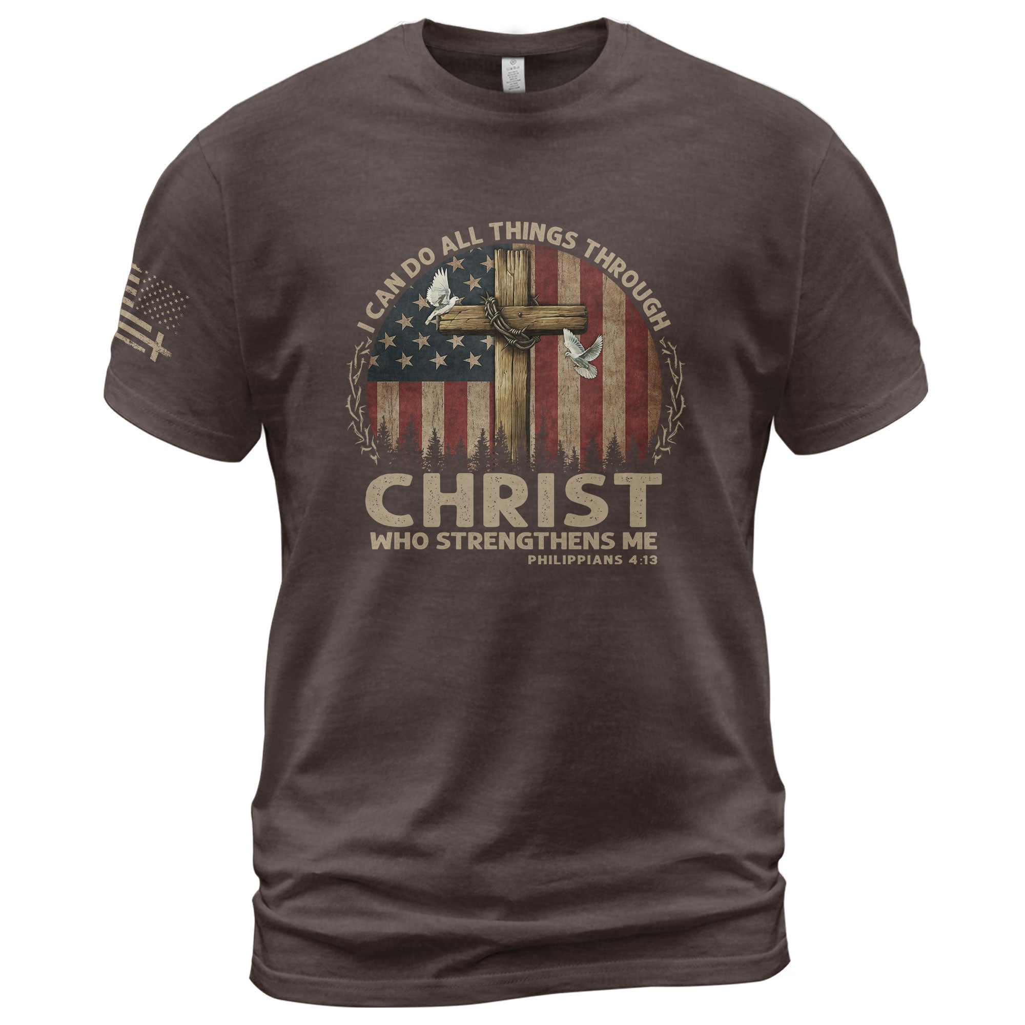 I Can Do All Things Through Christ Philippians 4:13, Christian Tee Shirts - Faith Shirts for Men - Rust Field Wear