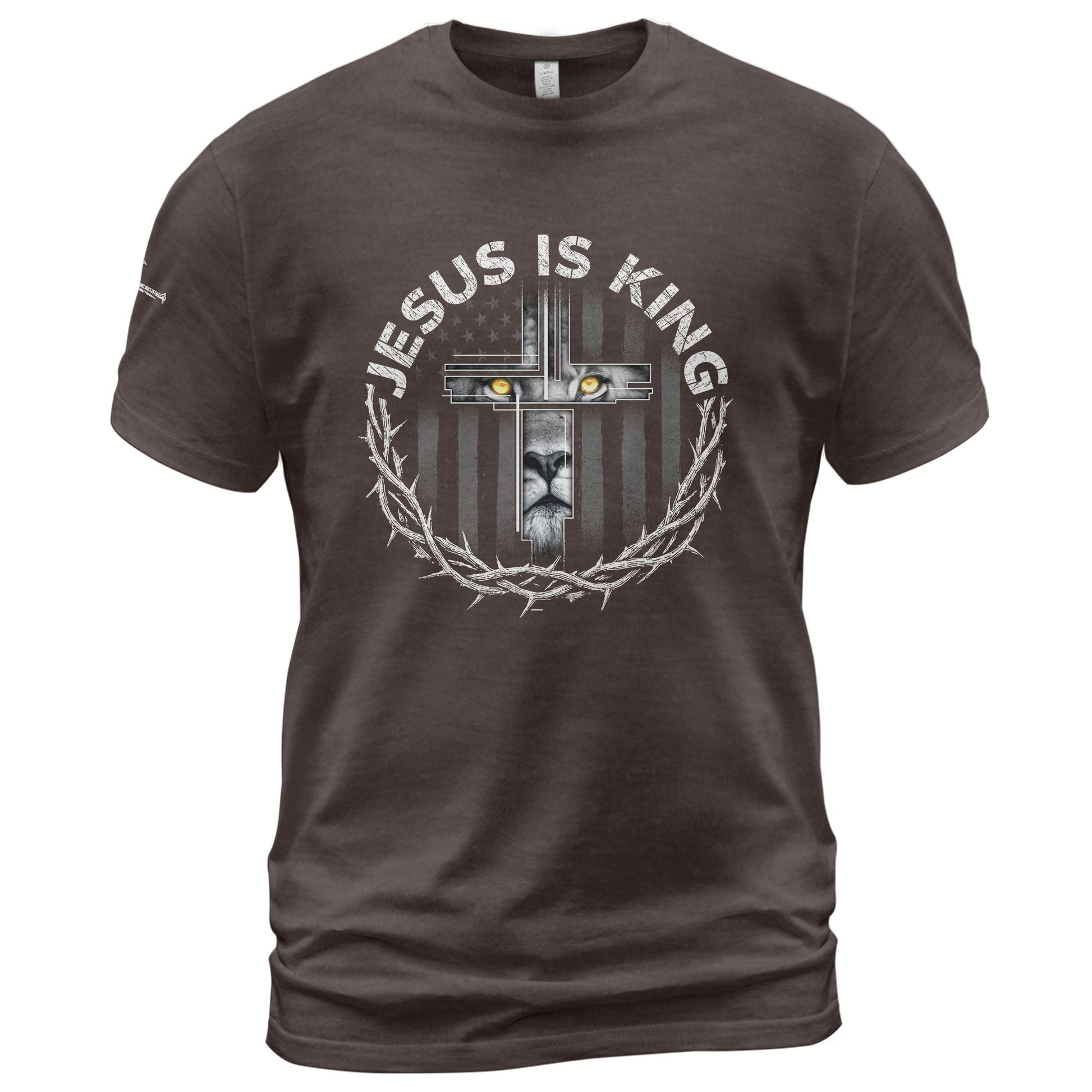 Jesus Is King Lion Cross Christian - Christian Tee Shirts, Christian Shirts for Men - Rust Field Wear