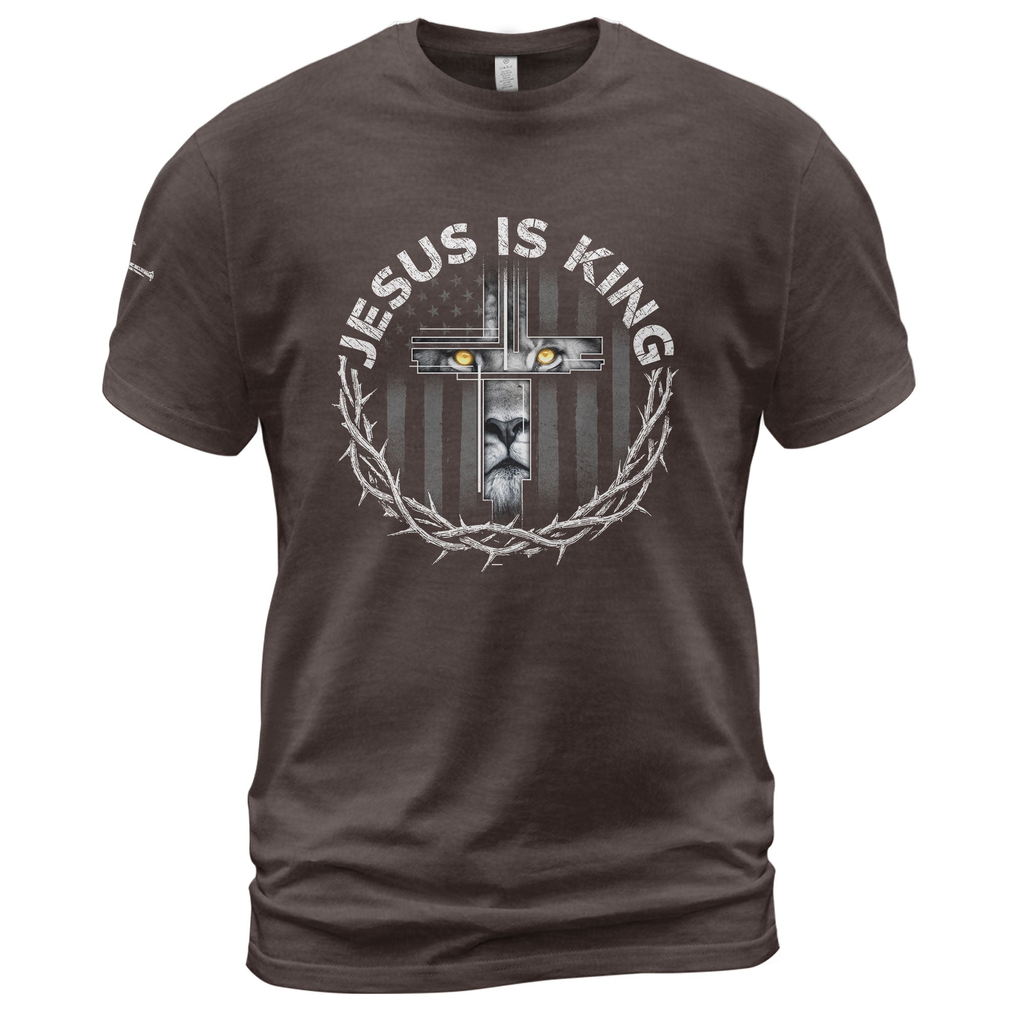 Jesus Is King Lion Cross Christian - Christian Tee Shirts, Christian Shirts for Men - Rust Field Wear
