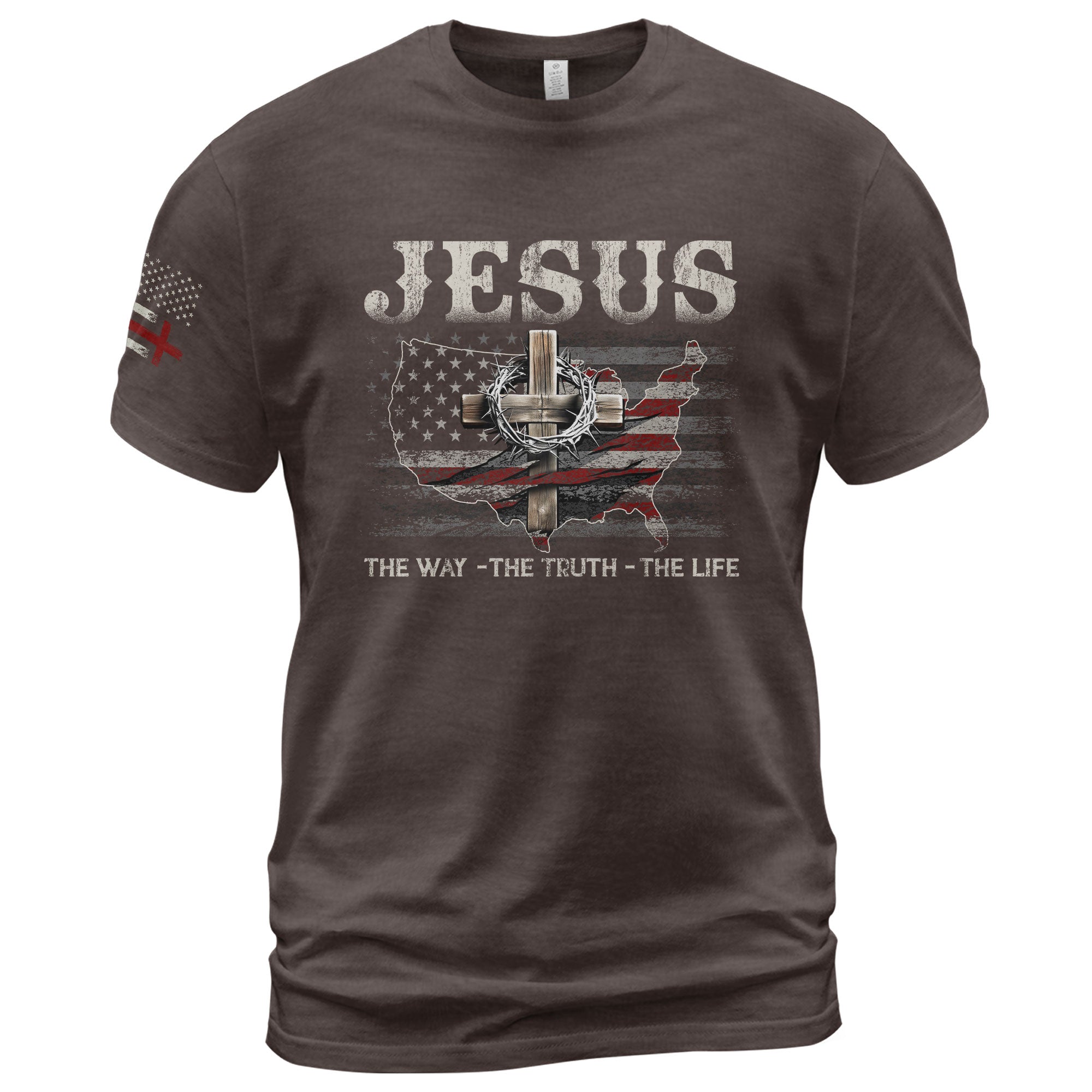 Jesus The Way, The Truth, The Life USA Christian, Christian Shirts for Men - Christian Tee Shirts - Rust Field Wear