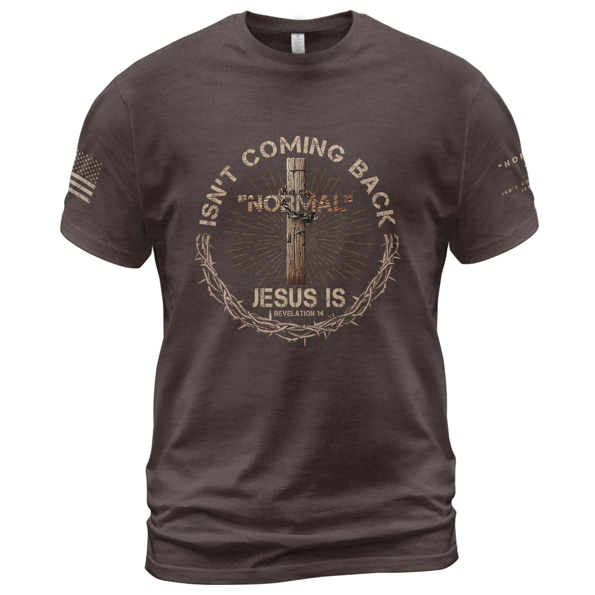 Christian Shirts for Men, Revelation 14 Jesus Over Normal - Christian Tee Shirts - Rust Field Wear