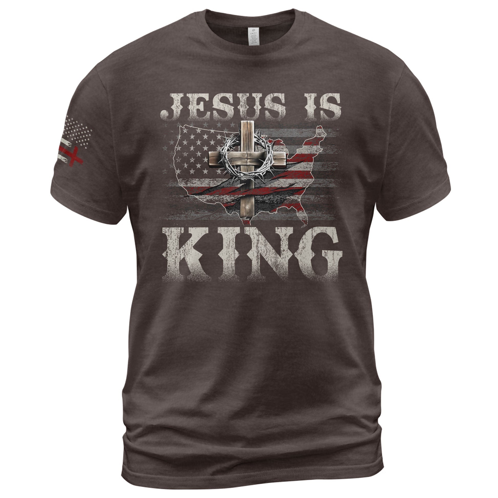 Christian Shirts for Men, Jesus Is King Crown Him with Every Step - Christian Tee Shirts - Rust Field Wear