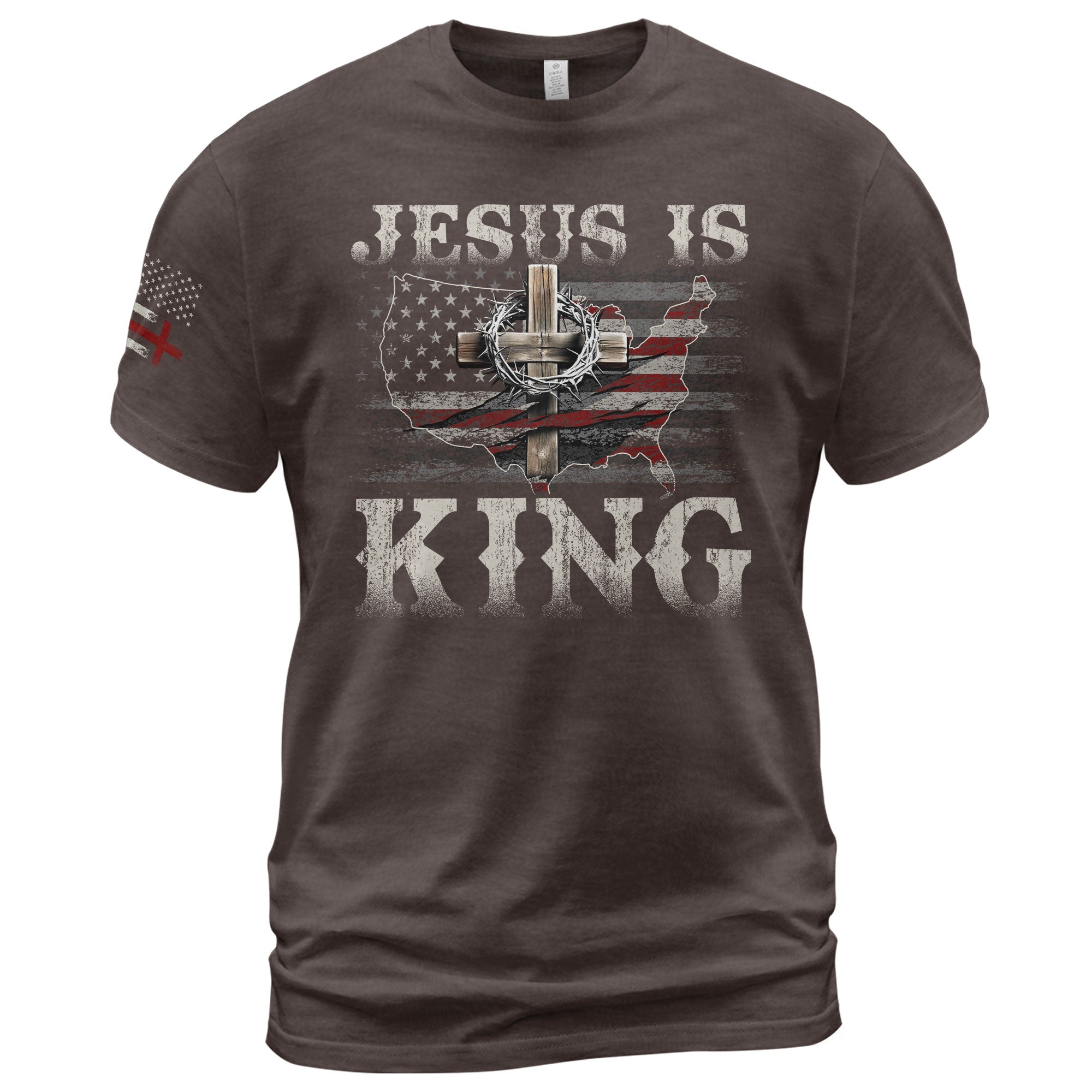 Christian Shirts for Men, Jesus Is King Crown Him with Every Step - Christian Tee Shirts - Rust Field Wear