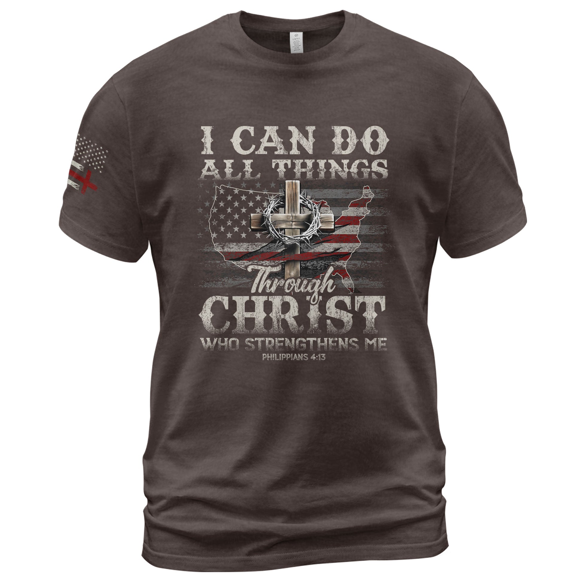 Christian Shirts for Men, I Can Do All Things Philippians 4:13 USA Christian - Christian Tee Shirts - Rust Field Wear