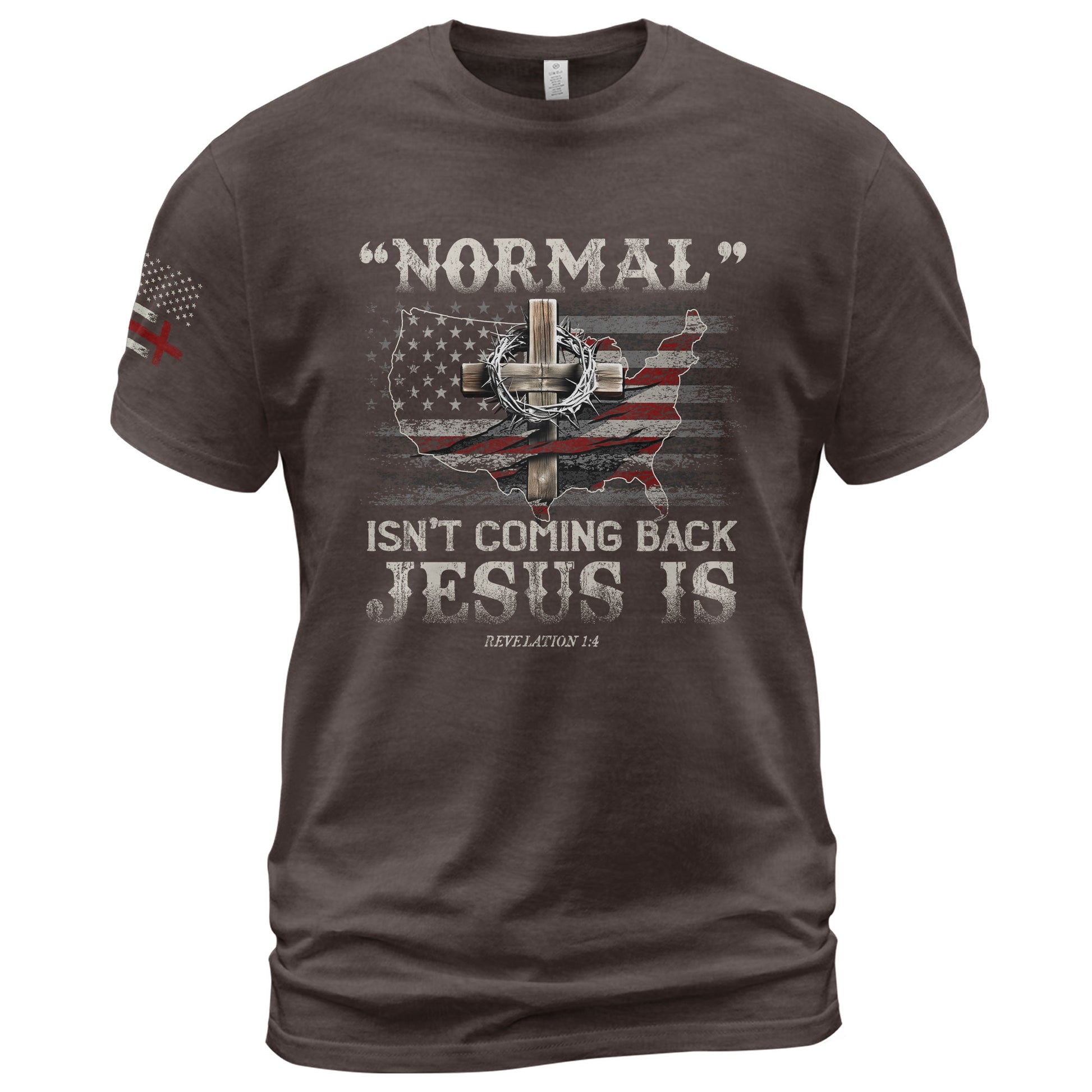 Jesus Is Coming Back Revelation 1:4 USA Christian, Christian Tee Shirts - Faith Shirts for Men - Rust Field Wear