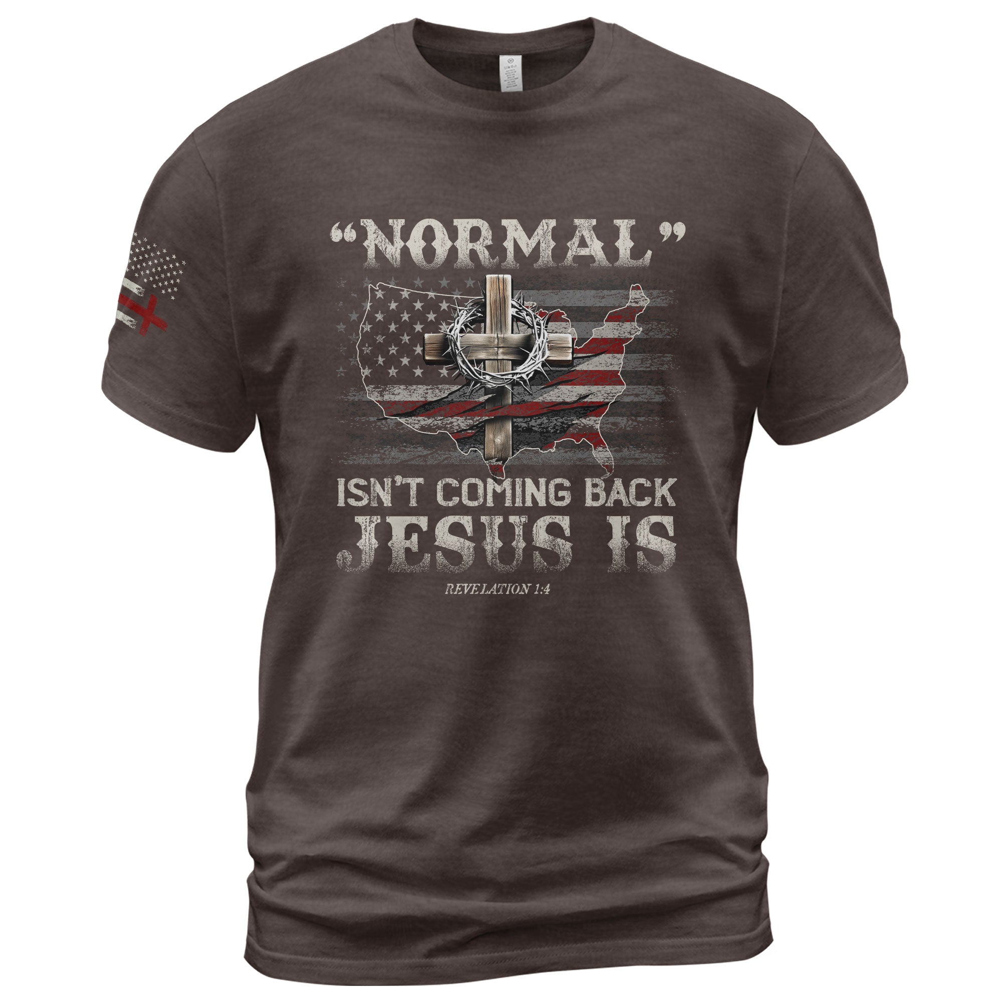 Jesus Is Coming Back Revelation 1:4 USA Christian, Christian Tee Shirts - Faith Shirts for Men - Rust Field Wear