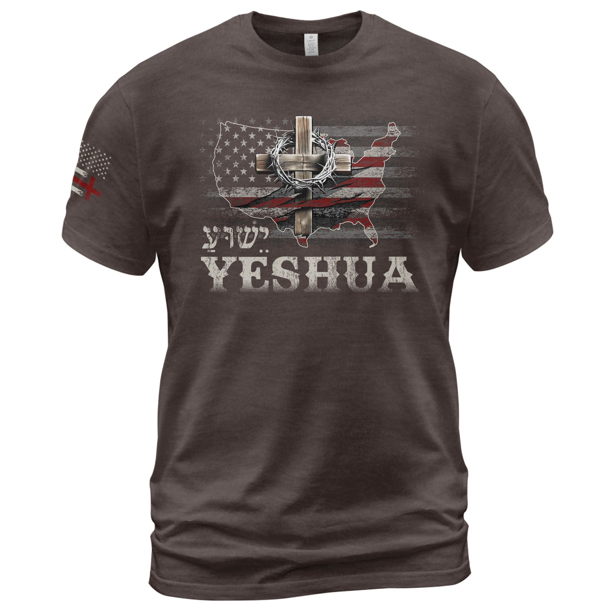 Yeshua Crown of Thorns Map, Christian Shirts for Men - Christian Tee Shirts - Rust Field Wear