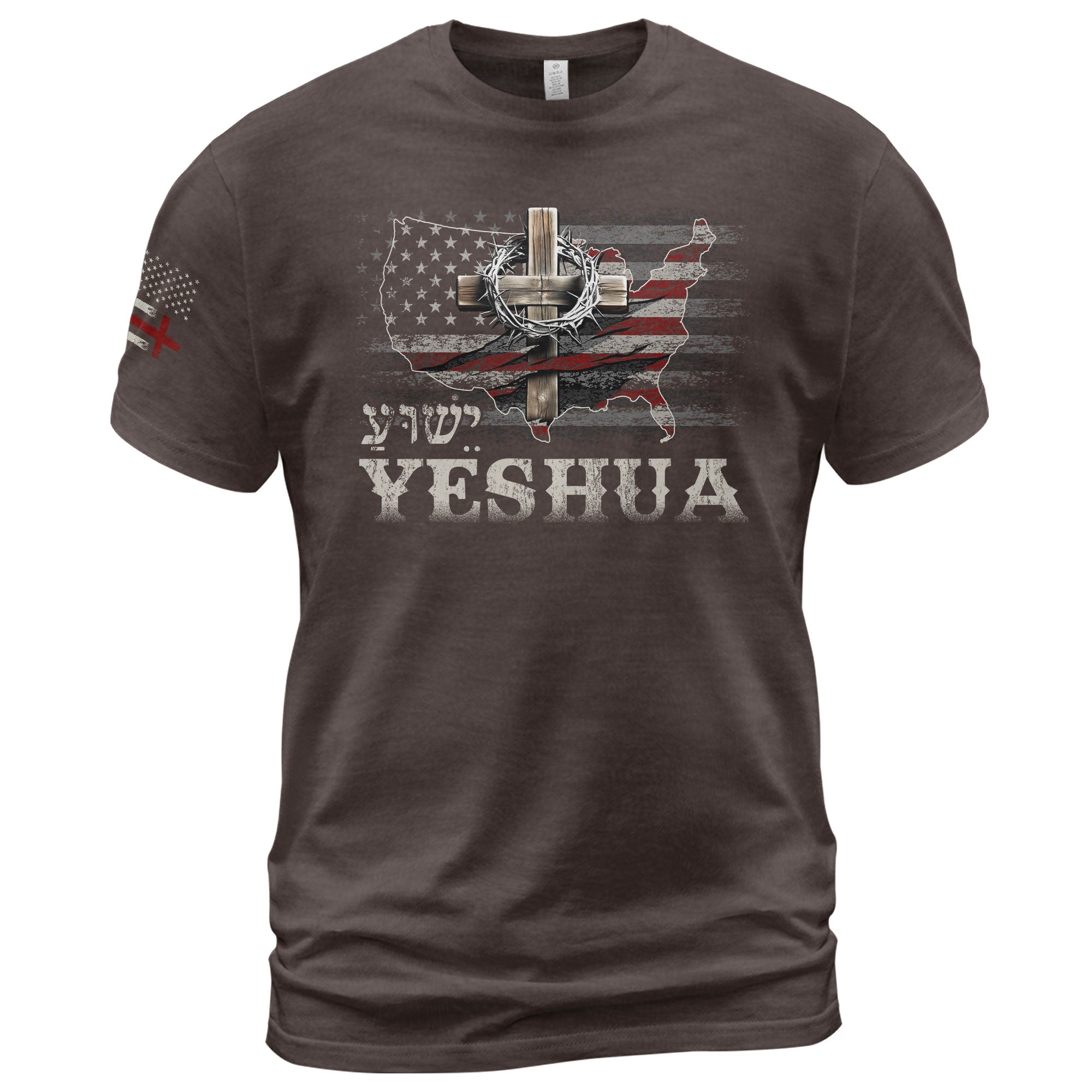 Yeshua Crown of Thorns Map, Christian Shirts for Men - Christian Tee Shirts - Rust Field Wear