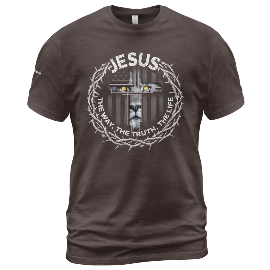 Jesus The Way The Truth The Life Crown of Thorns, Christian Tee Shirts - Faith Shirts for Men