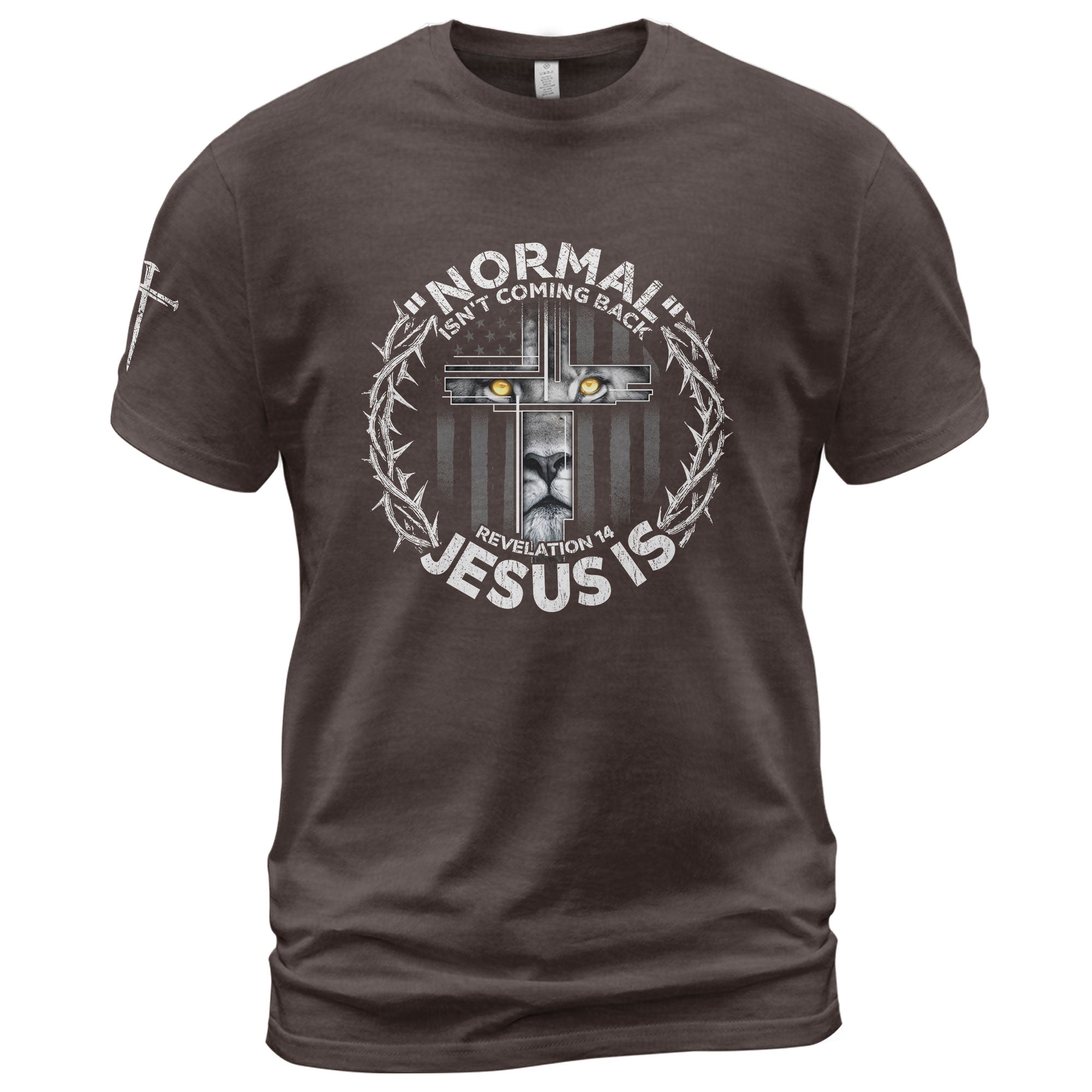 Christian Shirts for Men, Normal Isn’t Coming Back Jesus Is Lion Cross - Christian Tee Shirts - Rust Field Wear