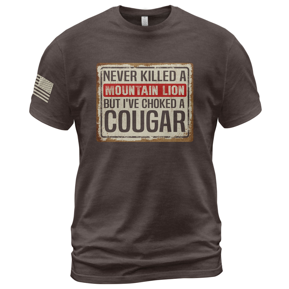 Never Killed A Mountain Lion But Ive Choked A Cougar Retro Plate Graphic T-Shirt