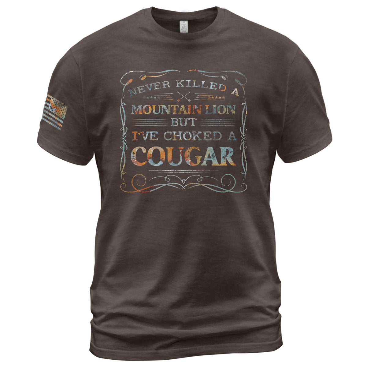 Never Killed A Mountain Lion But Ive Choked A Cougar Vintage Western Graphic T-Shirt Tee