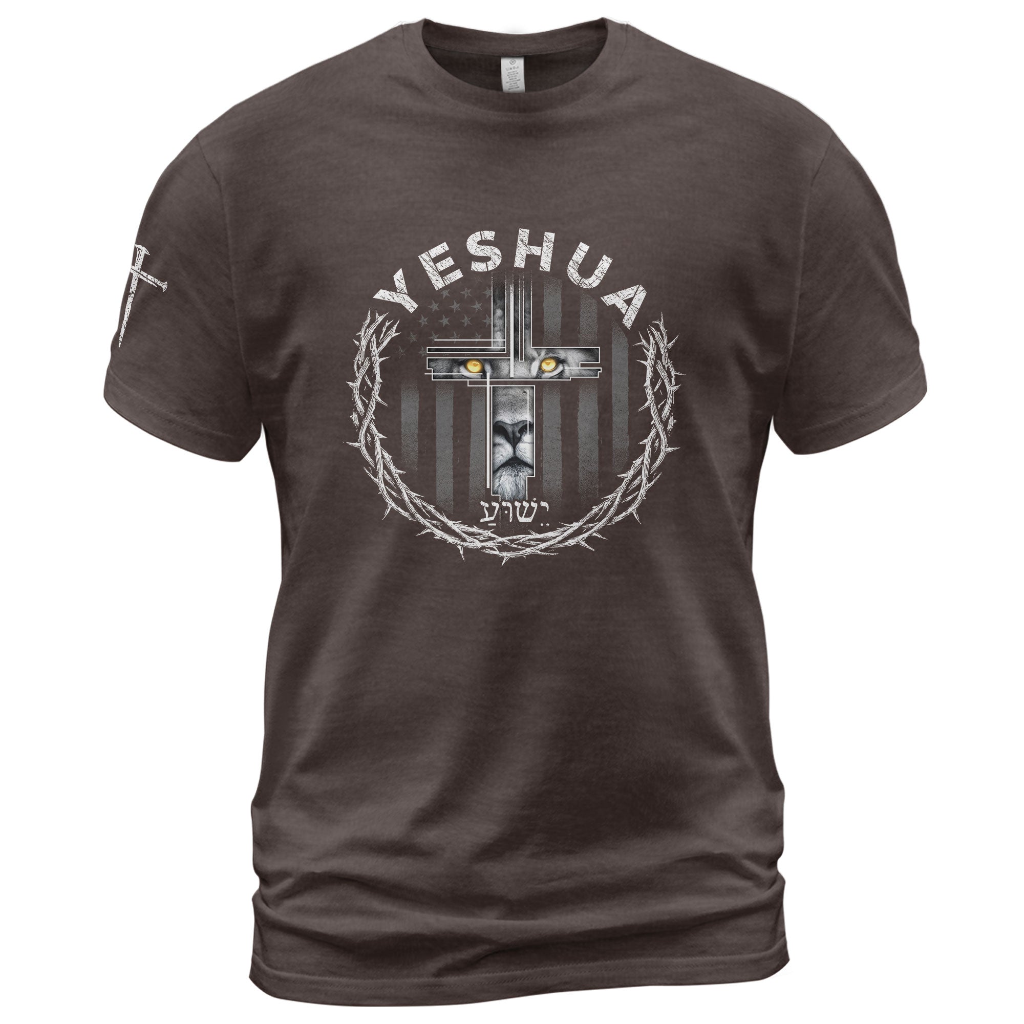 Yeshua Lion Cross Hebrew Crown Christian, Christian Shirts for Men - Christian Tee Shirts - Rust Field Wear