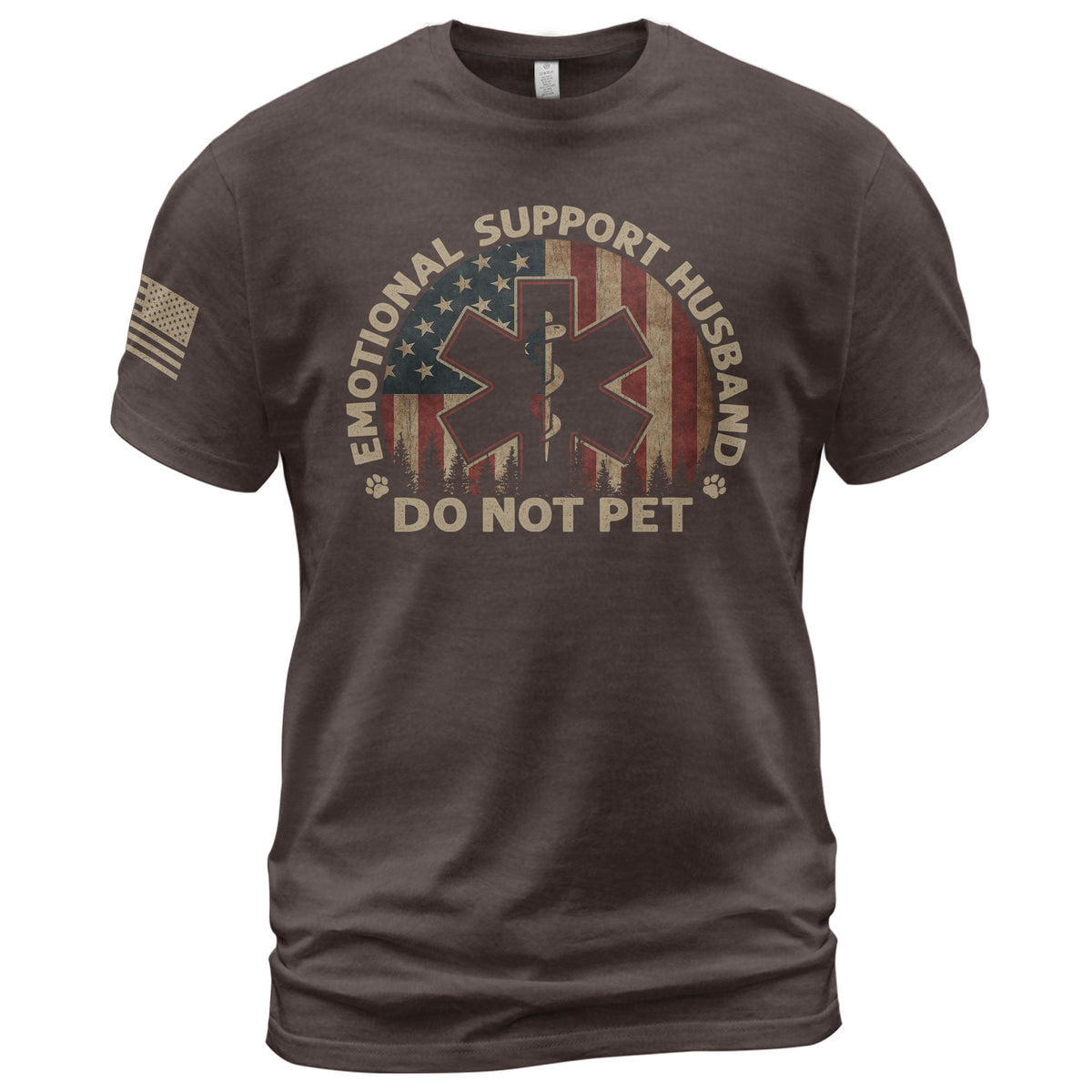 Emotional Support Husband Do Not Pet Humorous Star Graphic Tee Shirt Cotton Apparel