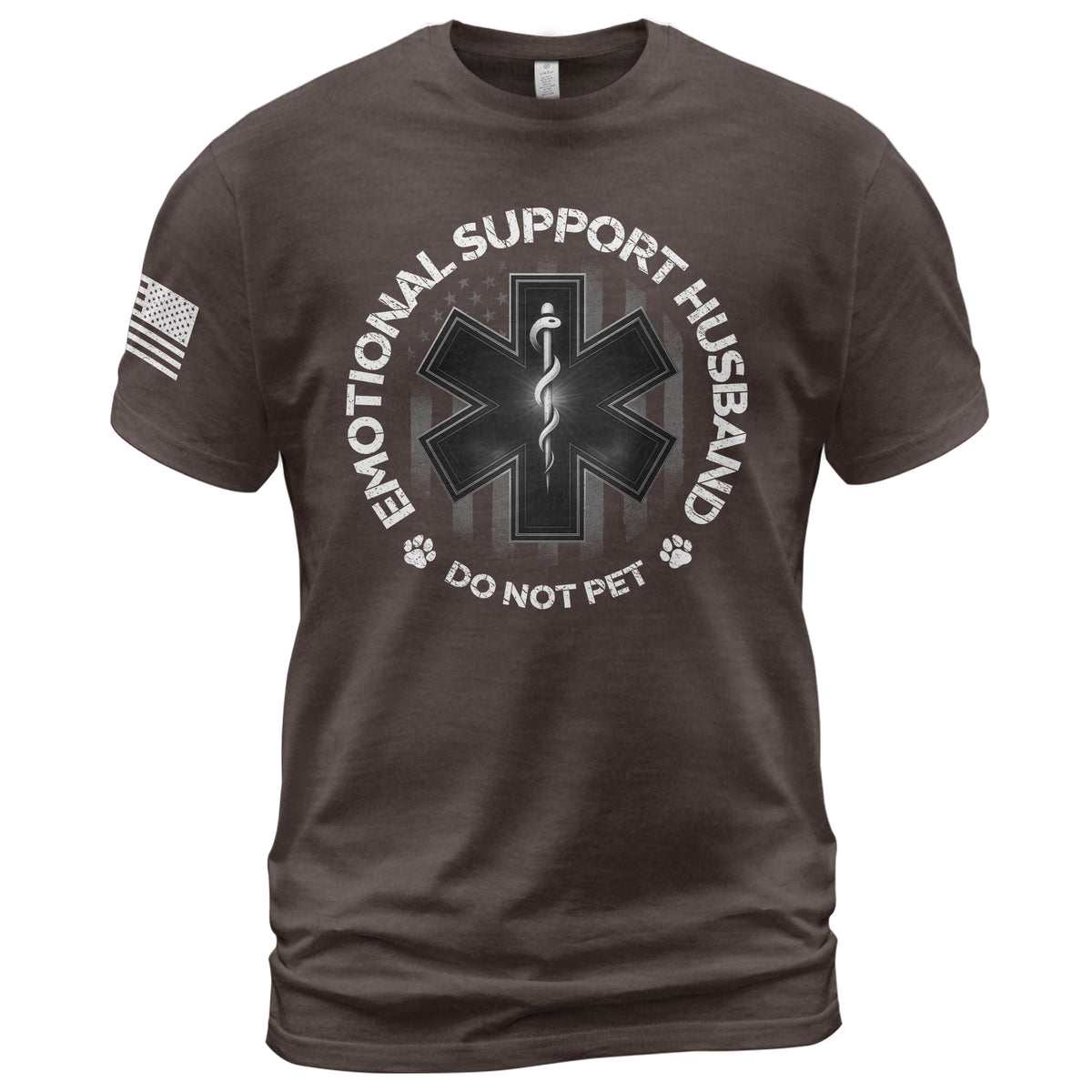 Emotional Support Husband Do Not Pet Comical Emblem Tee Shirt Casual Cotton Gear