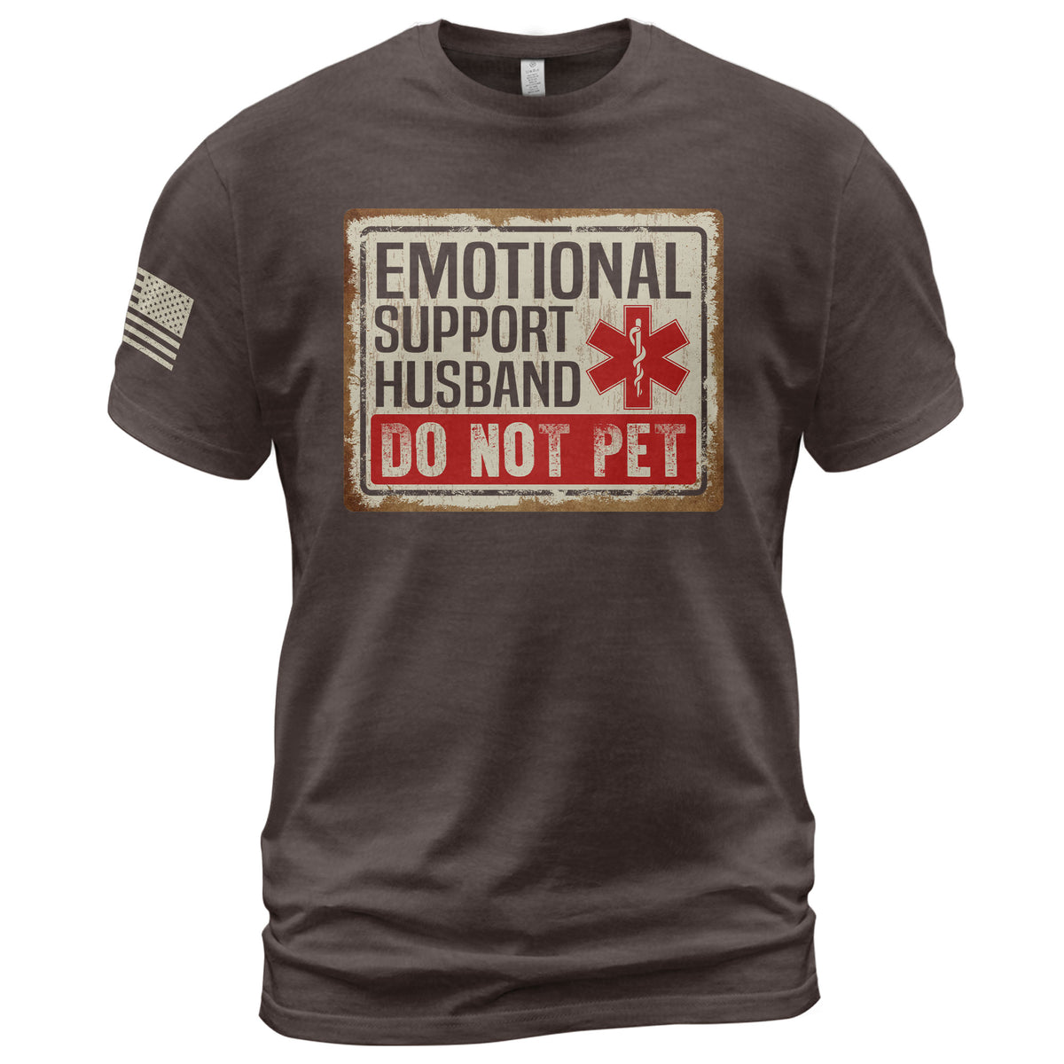 Emotional Support Husband Do Not Pet Sign Board Graphic Tee Shirt Casual Cotton Top