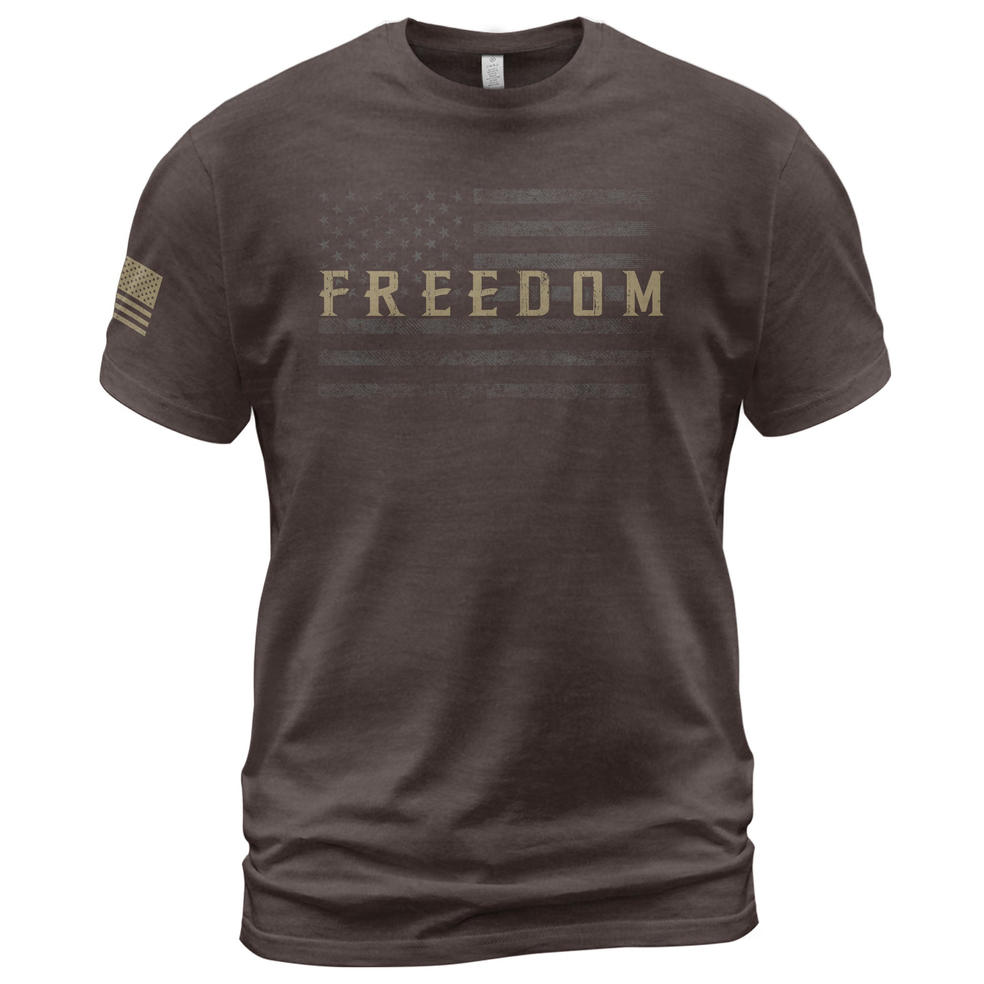 Freedom Distressed American Flag Military Style, Patriotic T Shirts - Freedom Shirts for Men - Rust Field Wear