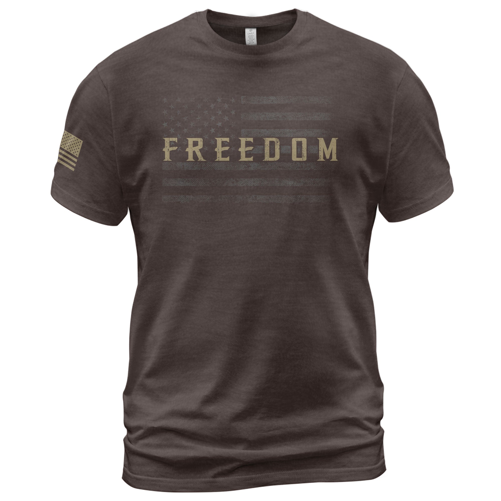 Freedom Distressed American Flag Military Style, Patriotic T Shirts - Freedom Shirts for Men - Rust Field Wear
