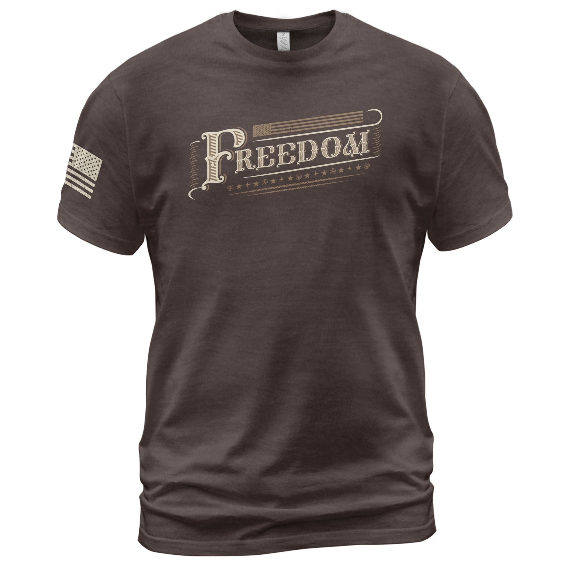 Vintage 'Freedom' Script - Freedom T Shirt, Patriotic Shirts for Men - Rust Field Wear