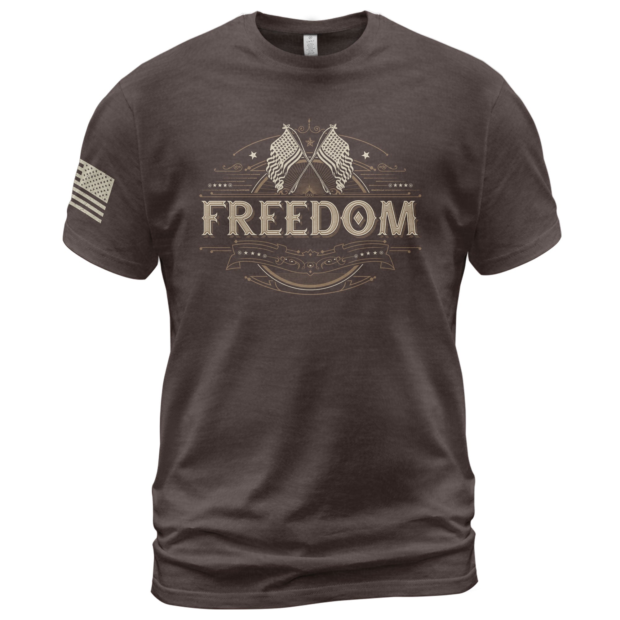 Freedom T Shirt, Freedom Heritage Patriotic American Flag Tribute - Freedom Shirts for Men - Rust Field Wear