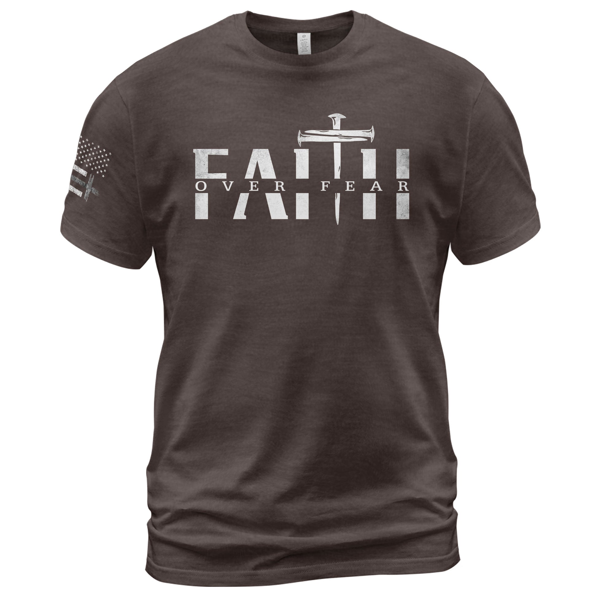 Christian Shirts for Men, Faith Over Fear Sword Cross - Christian Tee Shirts - Rust Field Wear