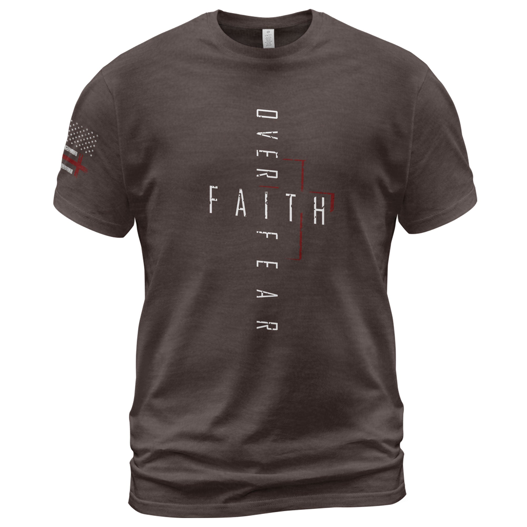 Faith Over Fear Vertical Cross Modern Design, Christian Tee Shirts - Faith Shirts for Men - Rust Field Wear