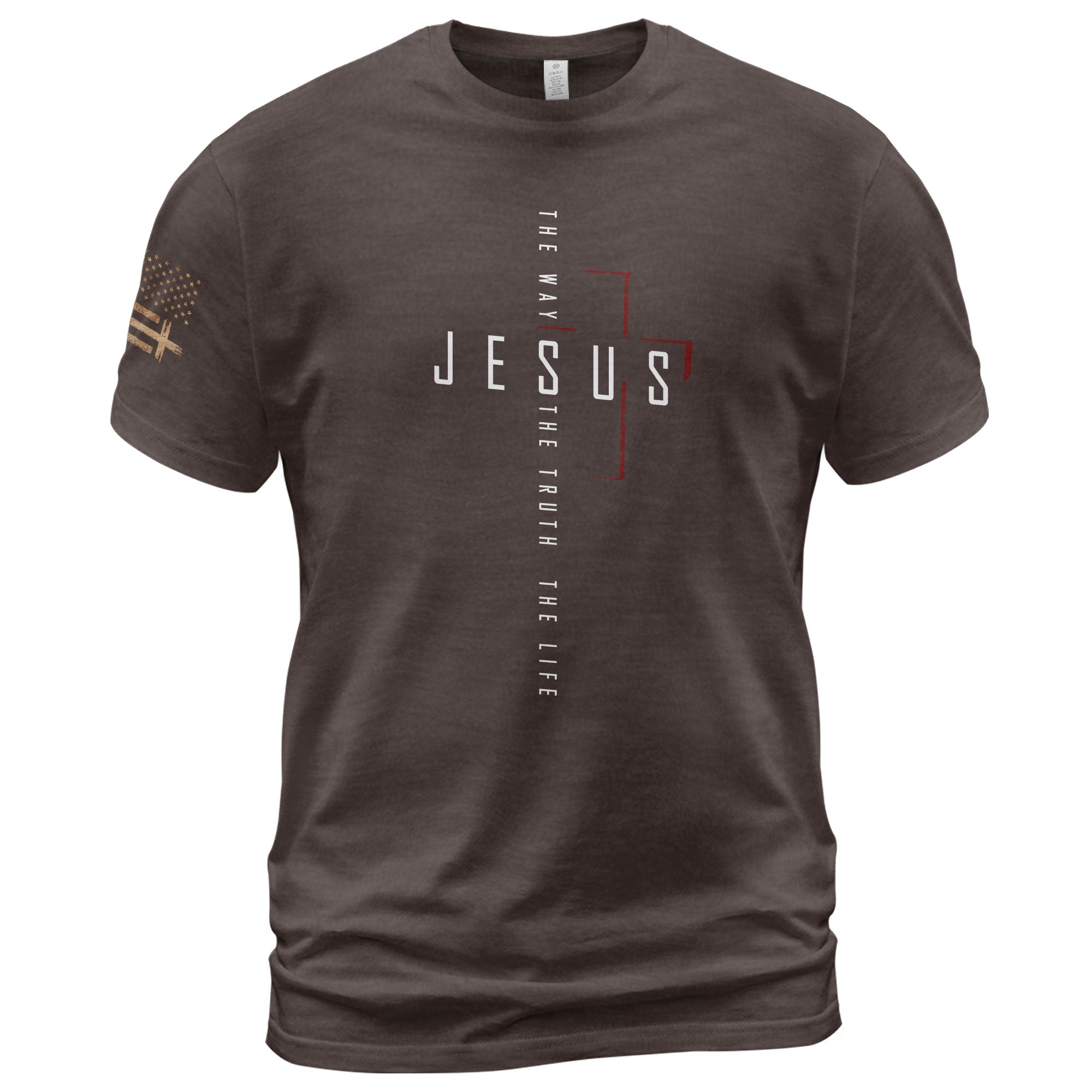 Faith Based Christian Tee Shirts, Jesus Cross The Way The Truth The Life Christian - Christian Shirts for Men - Rust Field Wear