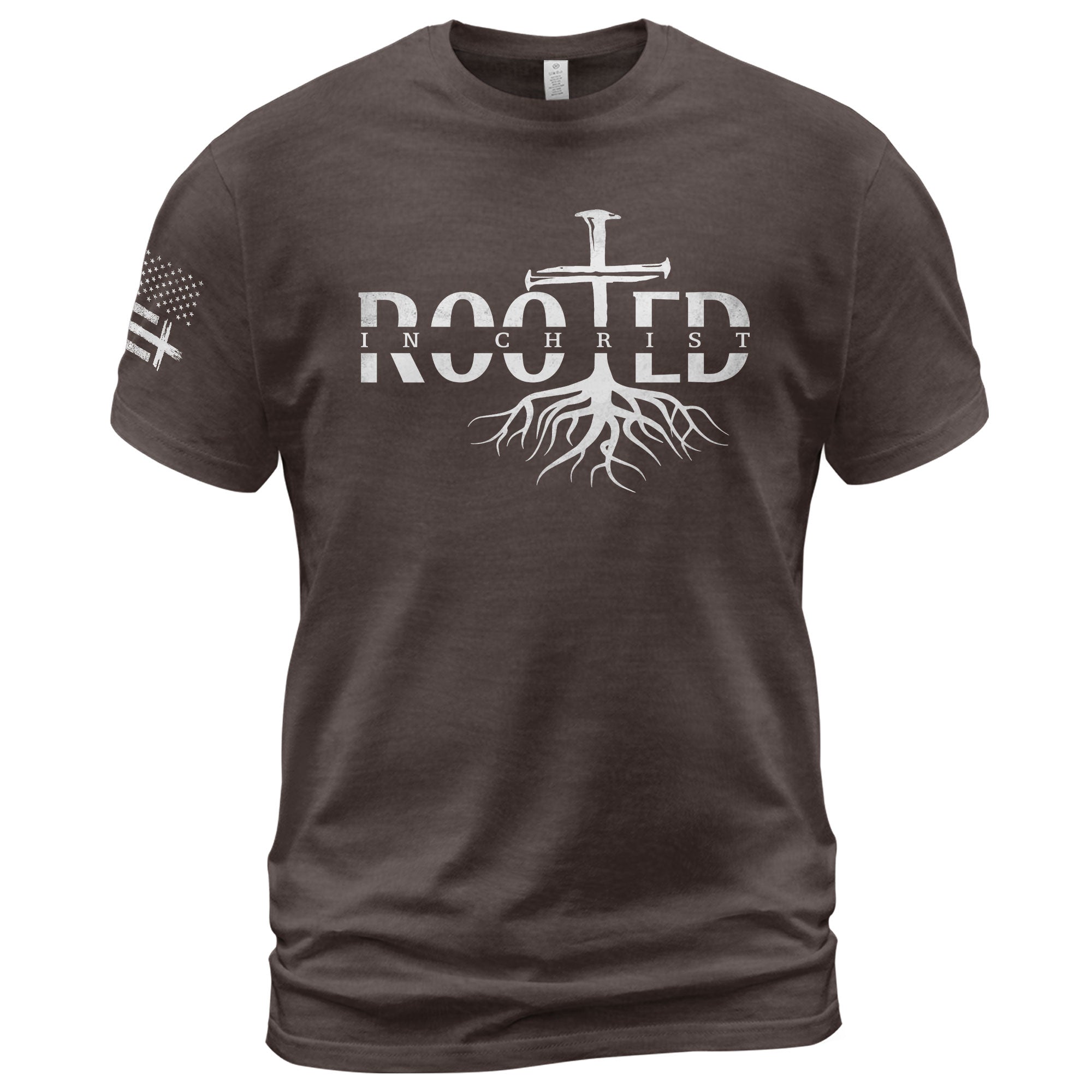 Rooted In Christ Cross Roots Christian, Christian Shirts for Men - Christian Tee Shirts - Rust Field Wear