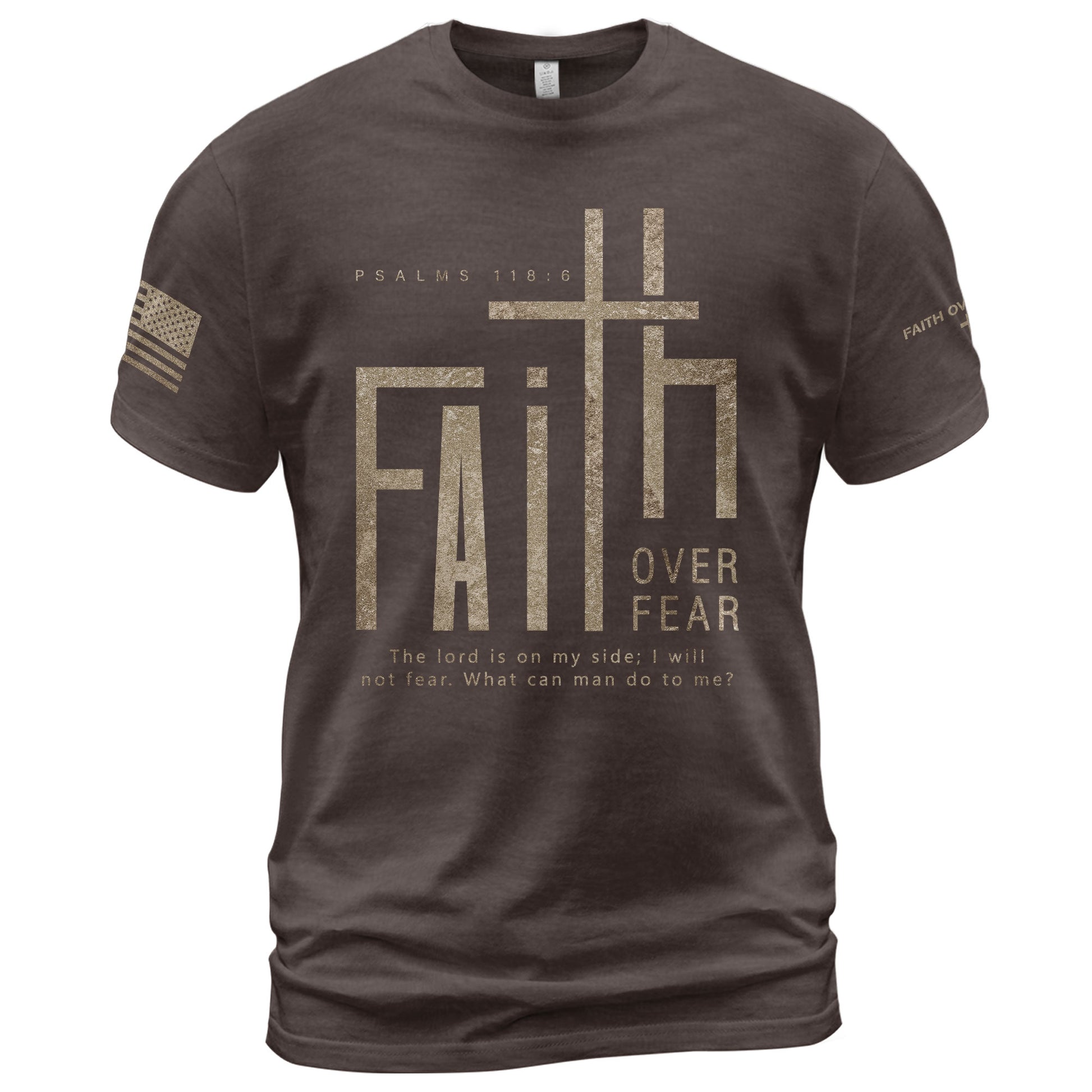 Minimal Faith Over Fear Psalms 118:6 Cross Christian - Christian Tee Shirts, Christian Shirts for Men - Rust Field Wear