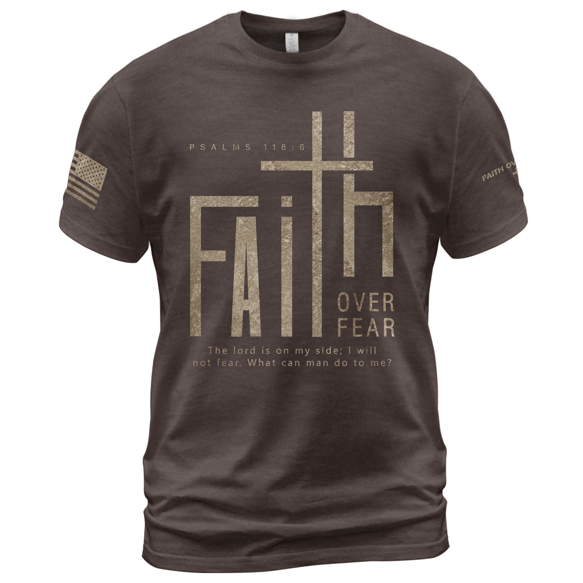 Minimal Faith Over Fear Psalms 118:6 Cross Christian - Christian Tee Shirts, Christian Shirts for Men - Rust Field Wear