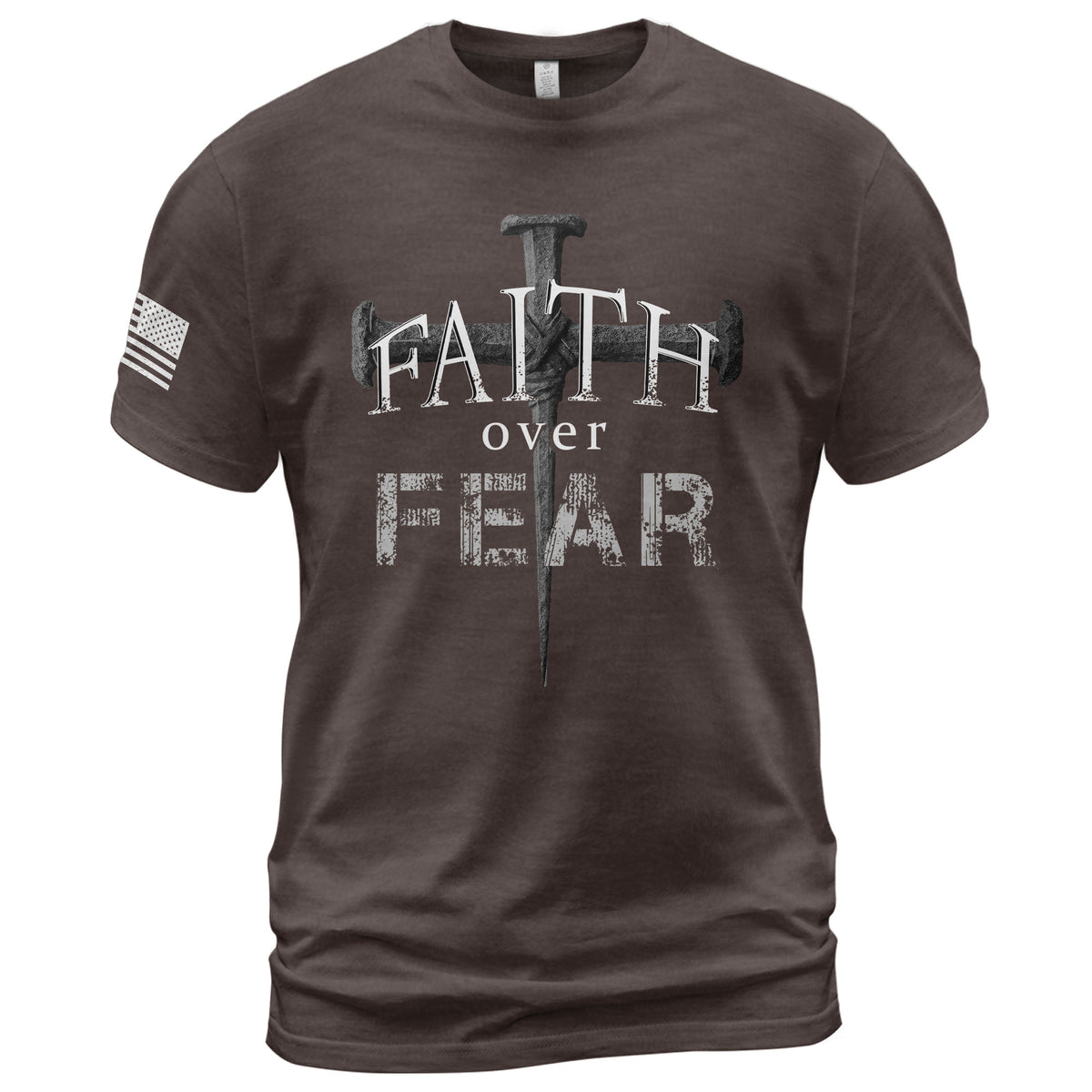 Faith Over Fear Christian Nail Cross Patriotic Religious Jesus Shirt - Rust Field Wear