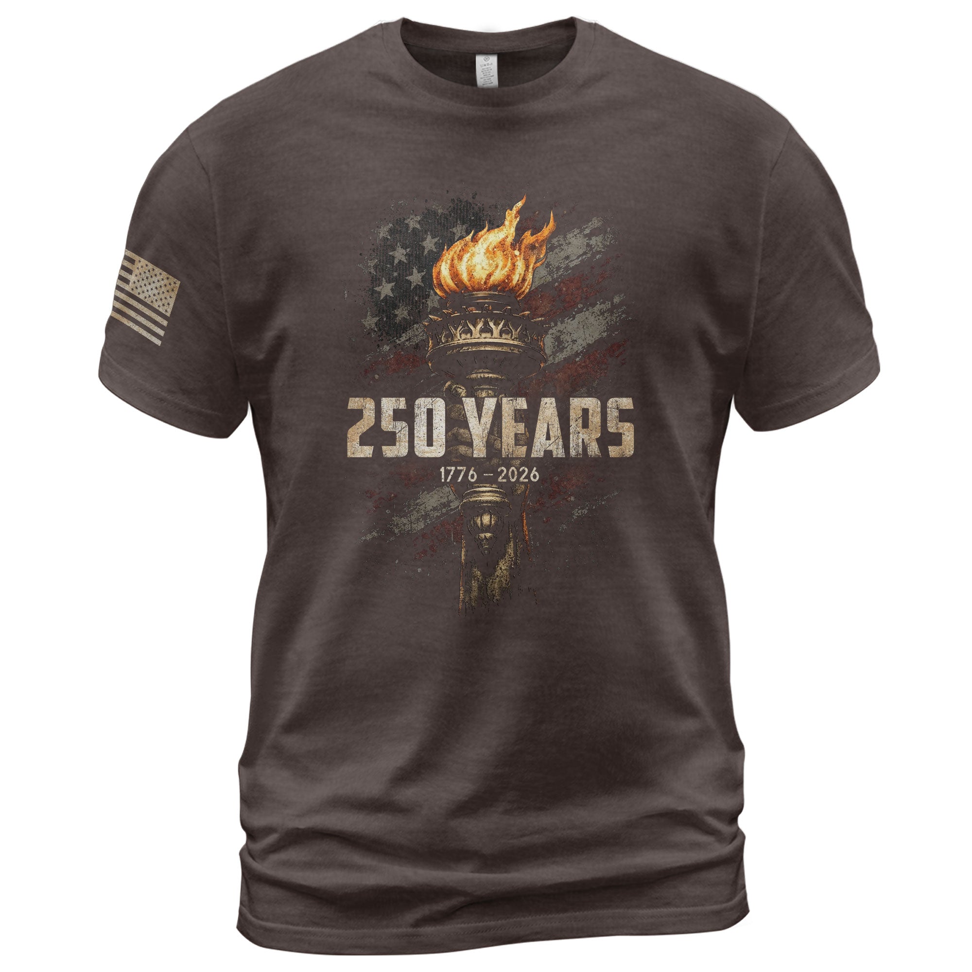 USA 250th Anniversary Shirt 1776-2026 American Flag Liberty Torch Patriotic for Men - Rust Field Wear