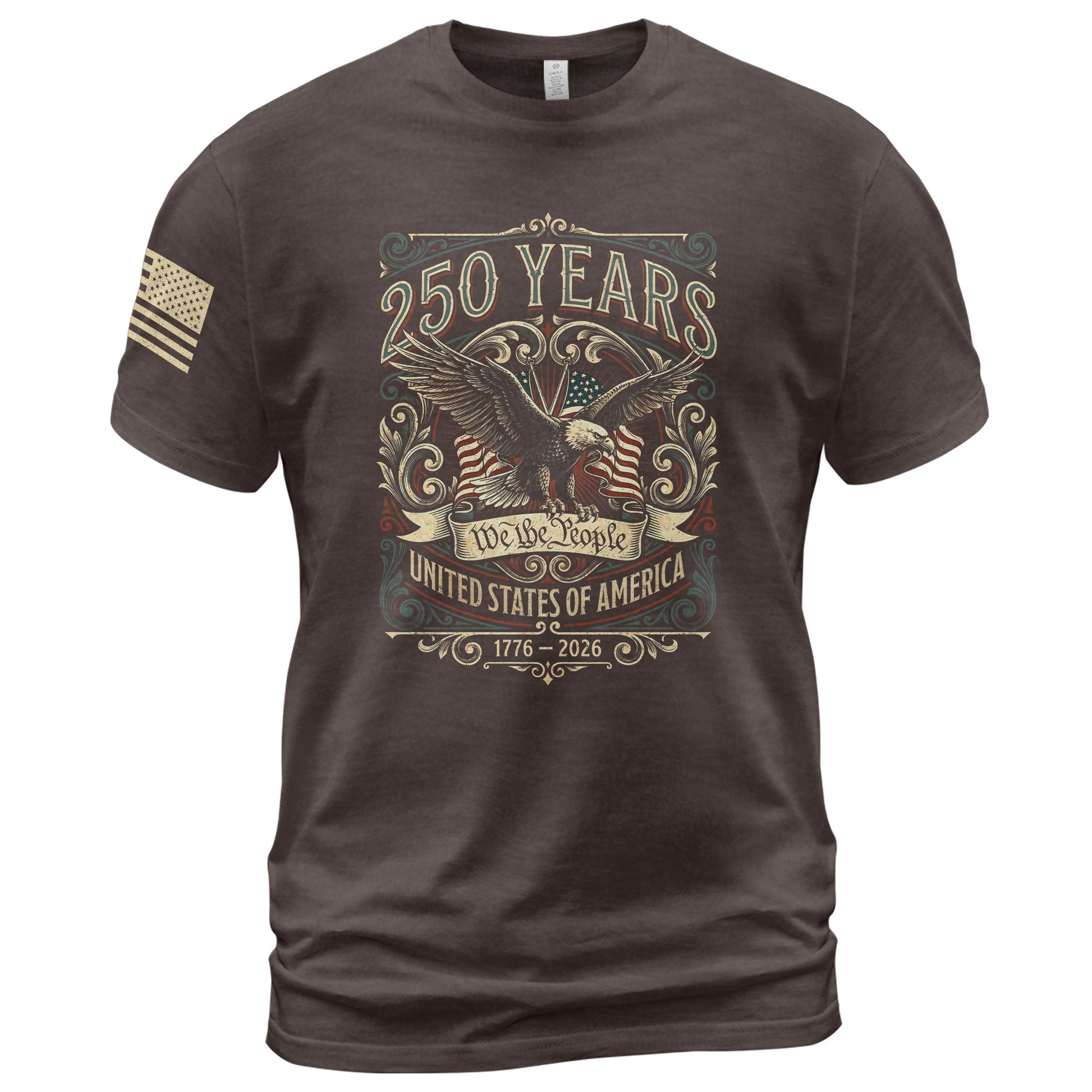 United States 250 Years Independence Shirt 1776–2026 American Eagle Patriotic Apparel - Rust Field Wear