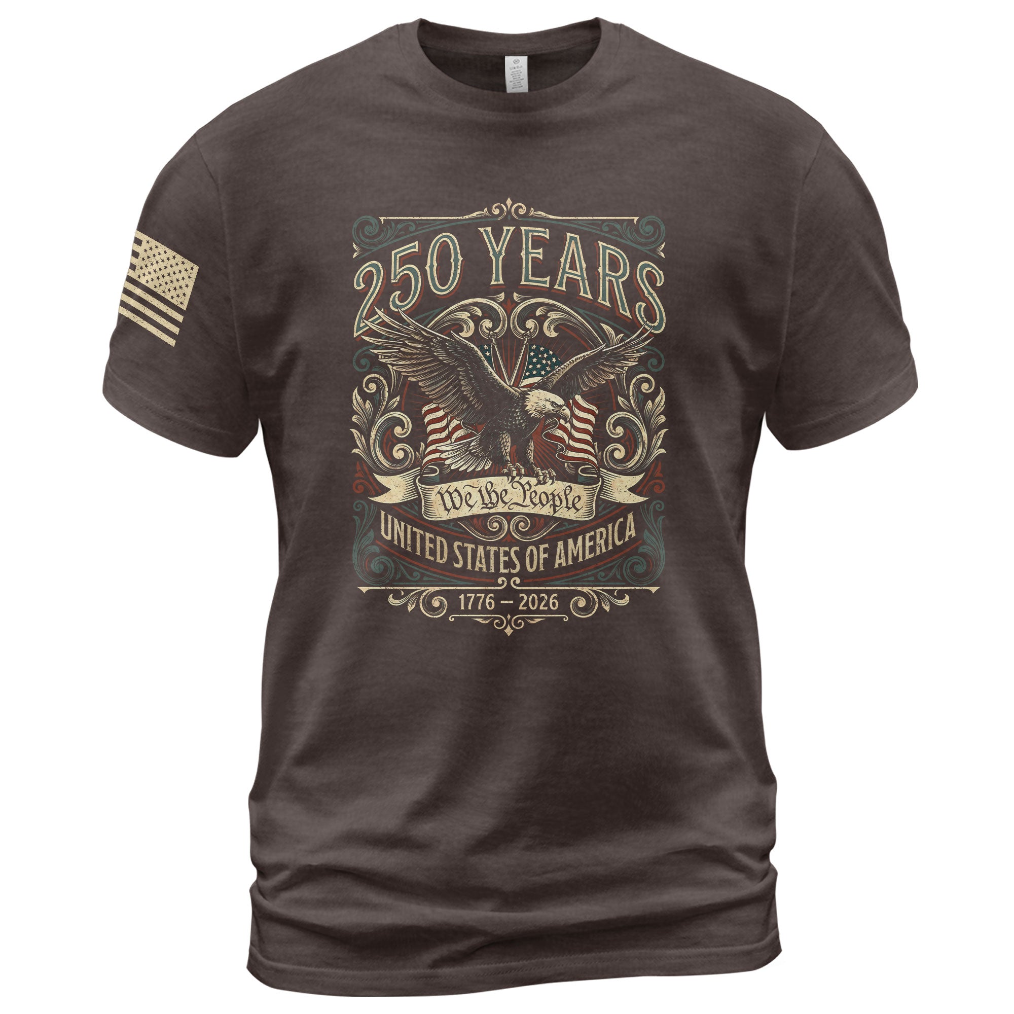 United States 250 Years Independence Shirt 1776–2026 American Eagle Patriotic Apparel - Rust Field Wear