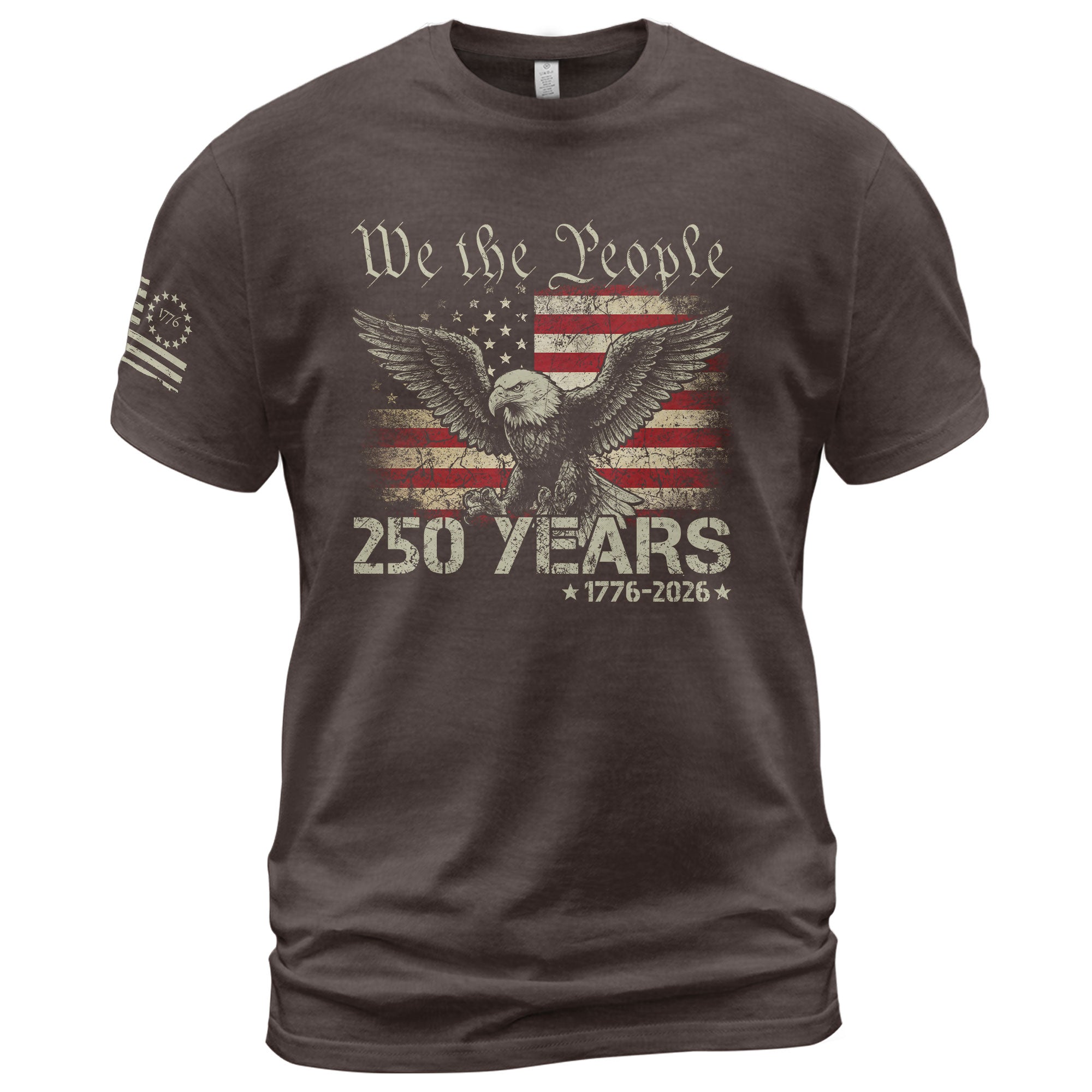 USA 250th Anniversary T-Shirt 250 Years 1776-2026 Winged Eagle Distressed Flag Patriotic - Rust Field Wear