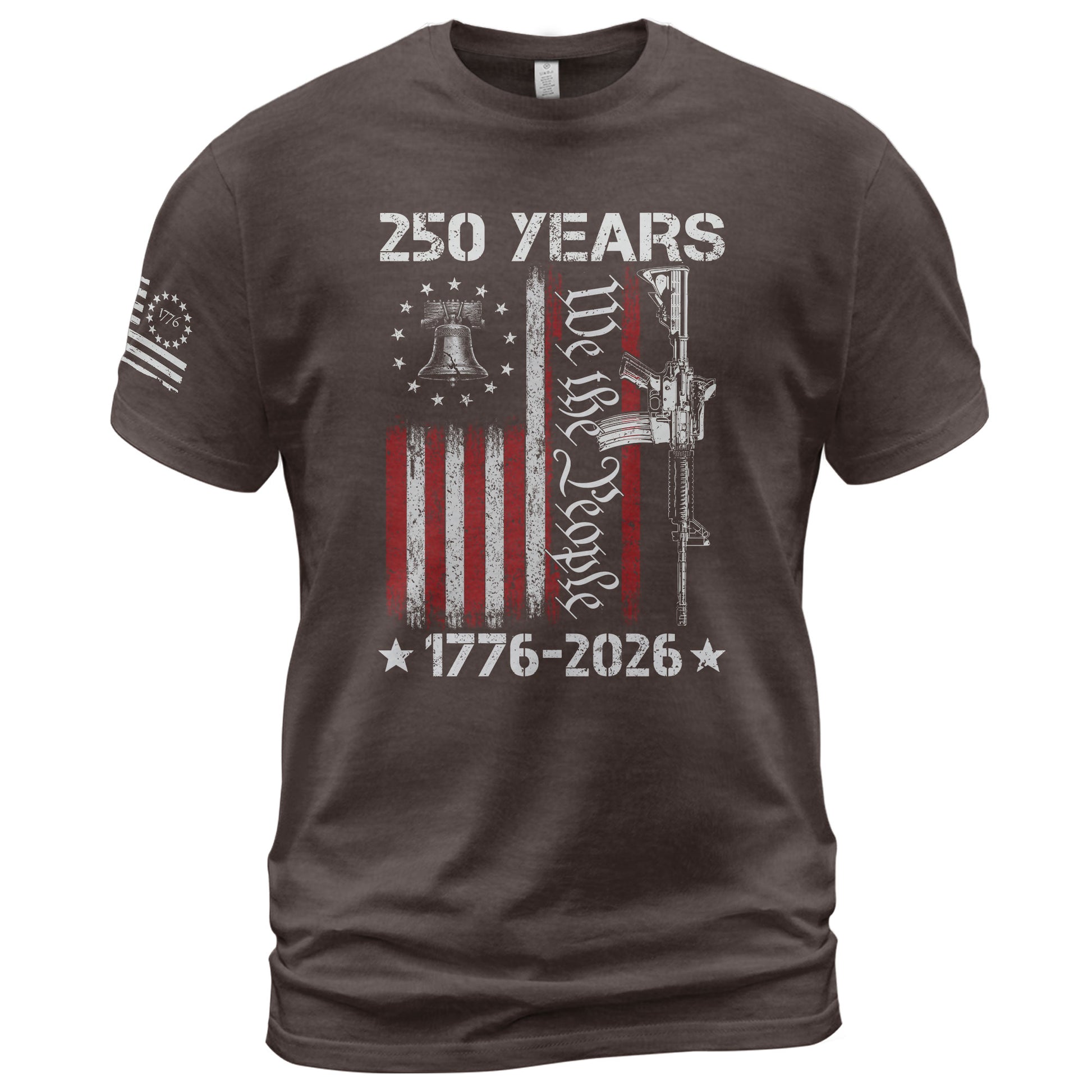 We The People 250th Anniversary T-Shirt 250 Years 1776-2026 Liberty Bell Rifle Patriotic - Rust Field Wear