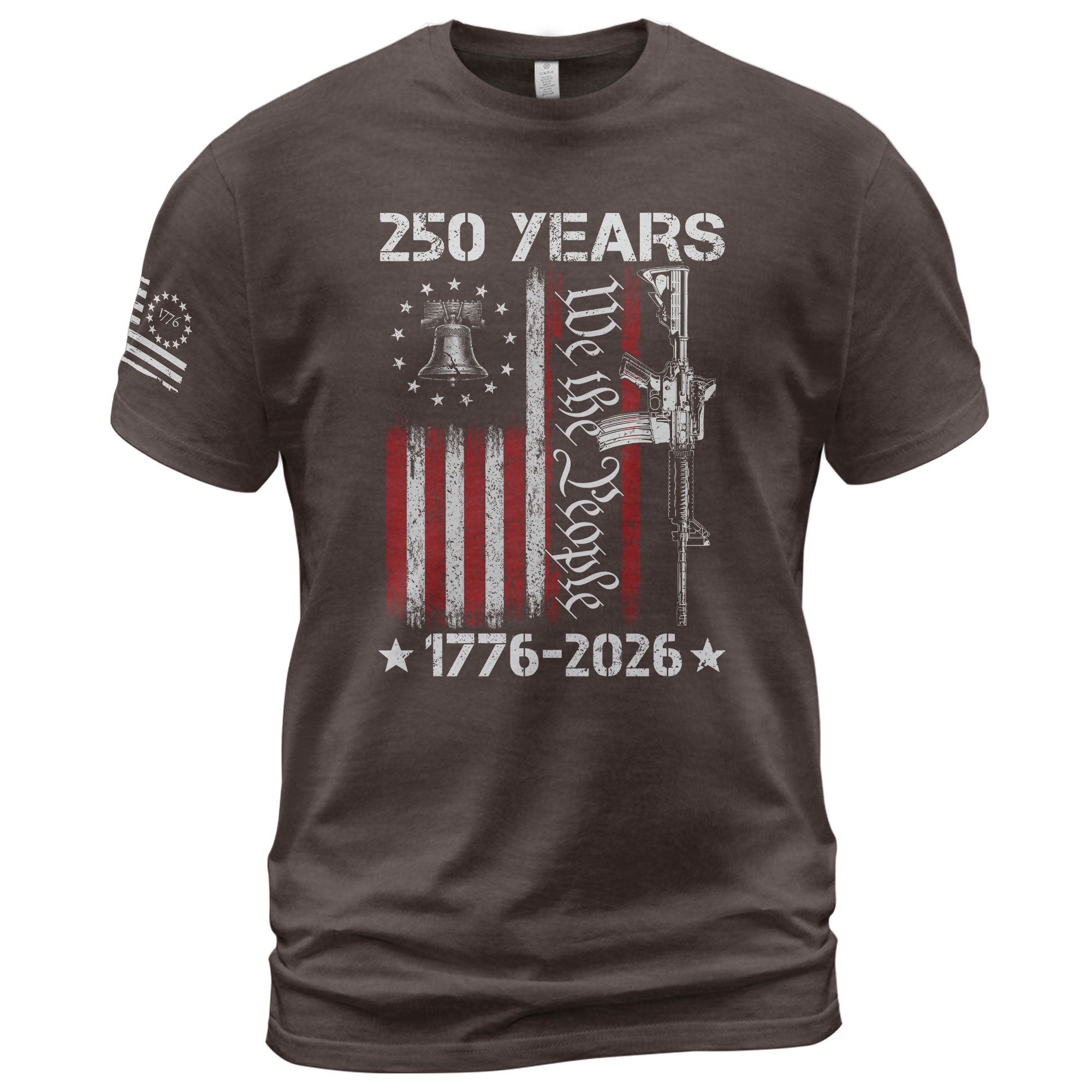 We The People 250th Anniversary T-Shirt 250 Years 1776-2026 Liberty Bell Rifle Patriotic - Rust Field Wear
