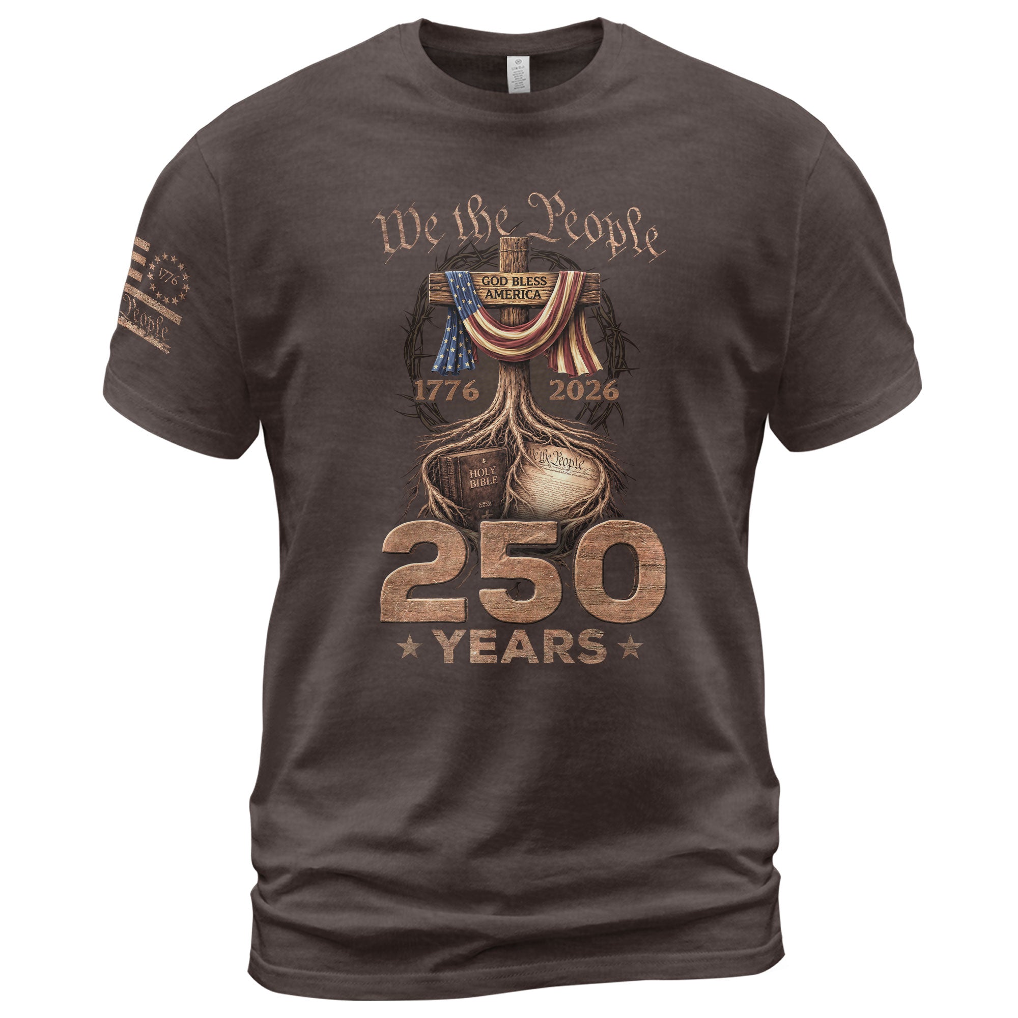 Christian USA Independence Celebration Shirt Patriotic Faith 250 Year Tribute - Rust Field Wear