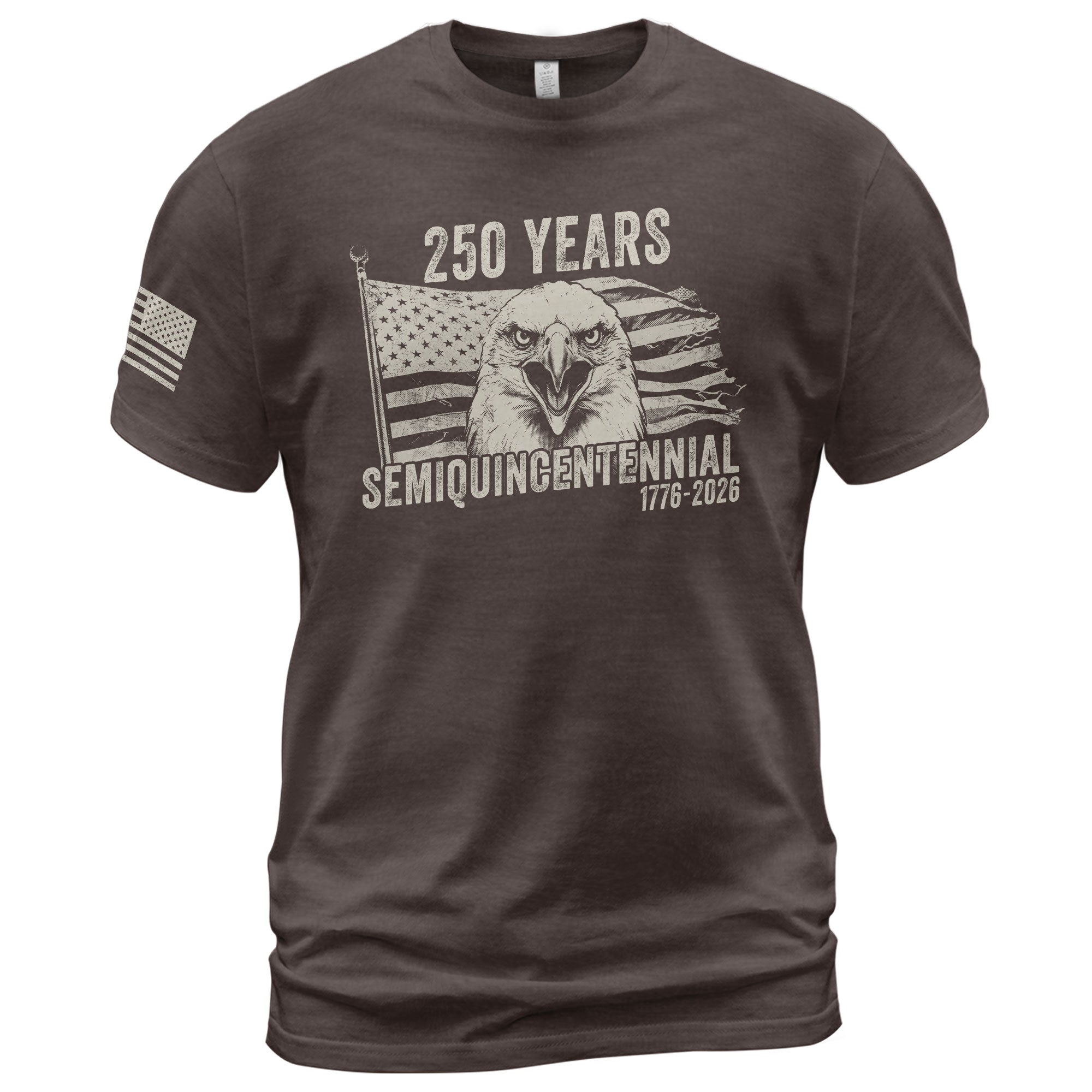 American Heritage 250th Anniversary T-Shirt - USA 250 Years 1776-2026 Patriotic Eagle & Flag Men’s Tee - Rust Field Wear