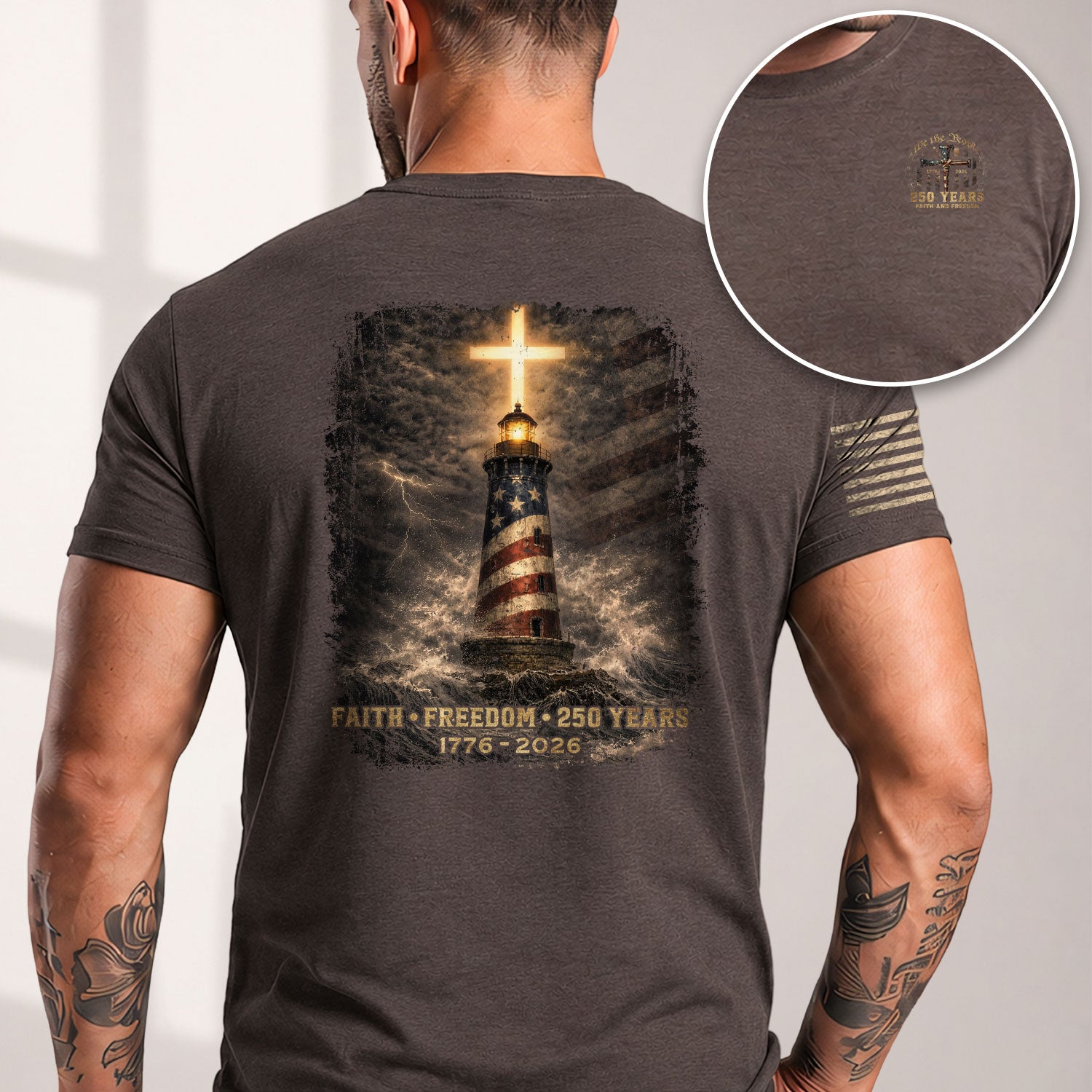 USA 250 Years Heritage Cross Shirt 1776–2026 Patriotic Celebration Shirt - Rust Field Wear