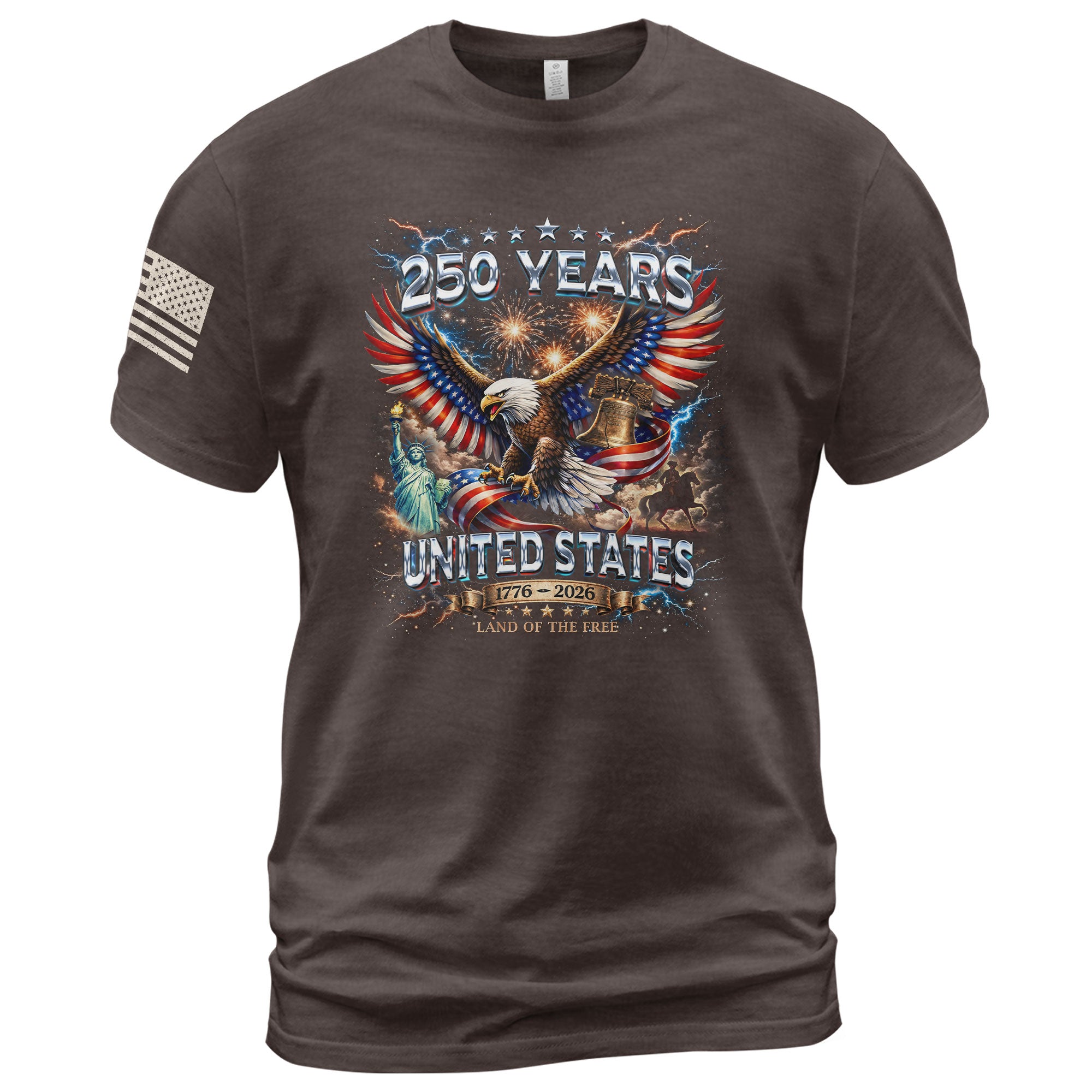 USA 250th Anniversary Shirt - 250th Year American Anniversary Flag Eagle Bootleg Design - Rust Field Wear