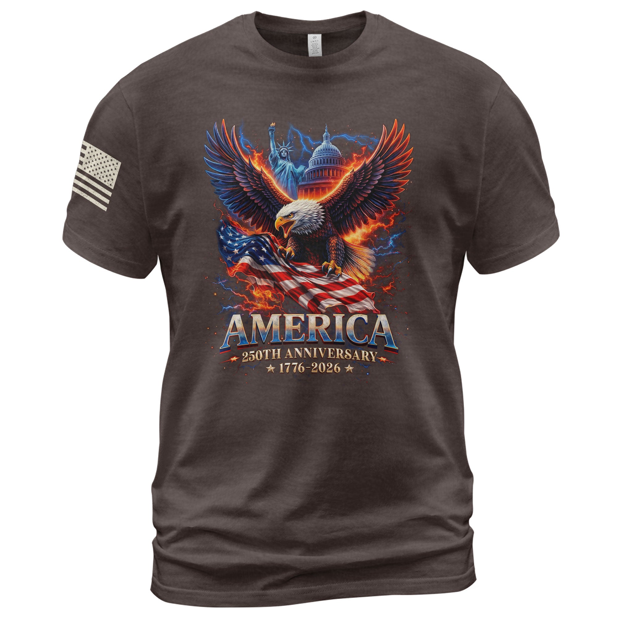 250 Year American Anniversary Shirt - Freedom Eagle Bootleg Graphic Tee - Rust Field Wear