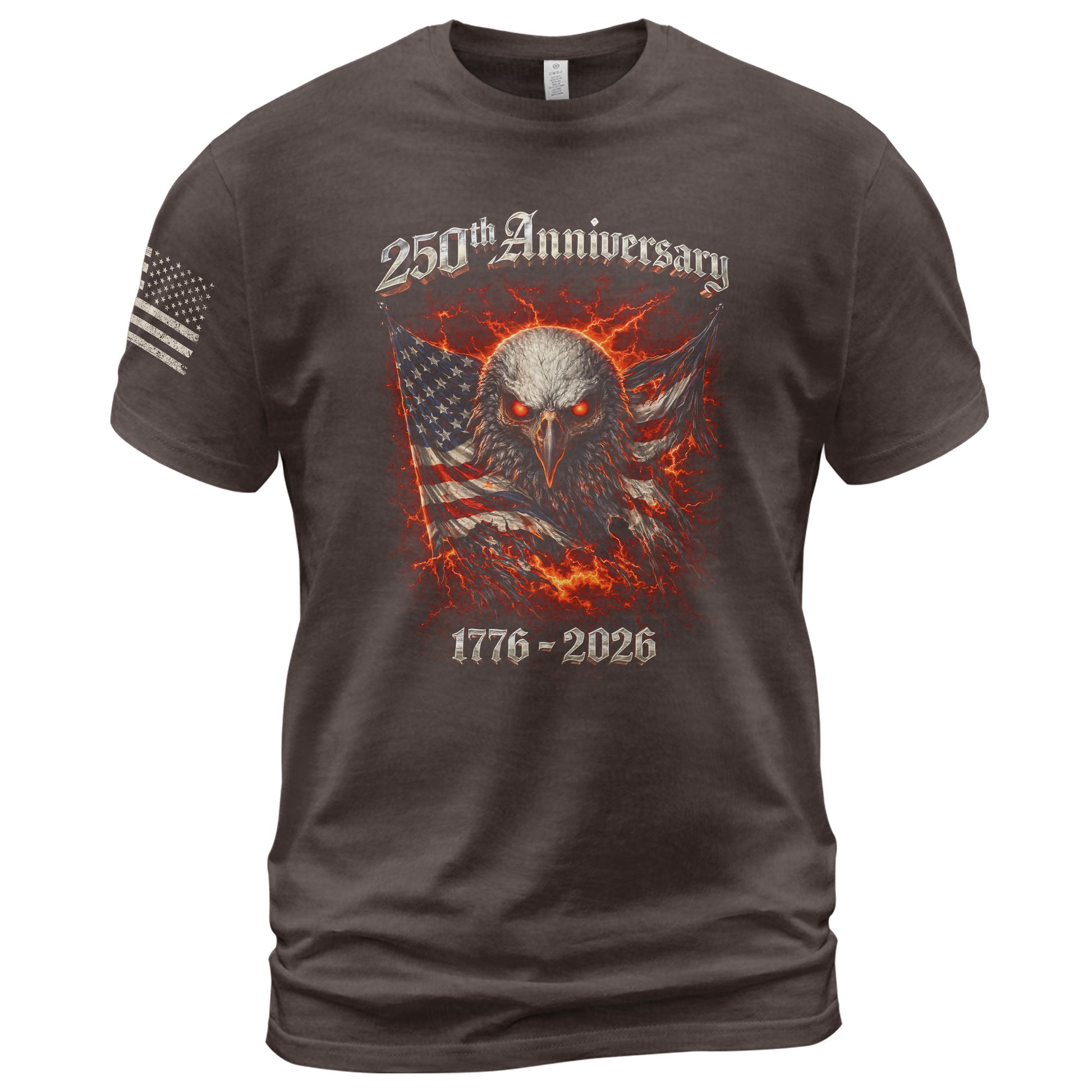 Vintage America 250th Anniversary Bootleg T-Shirt - 1776-2026 Fire Eagle Streetwear Tee, 250 Years Lightning Graphic Shirt - Rust Field Wear
